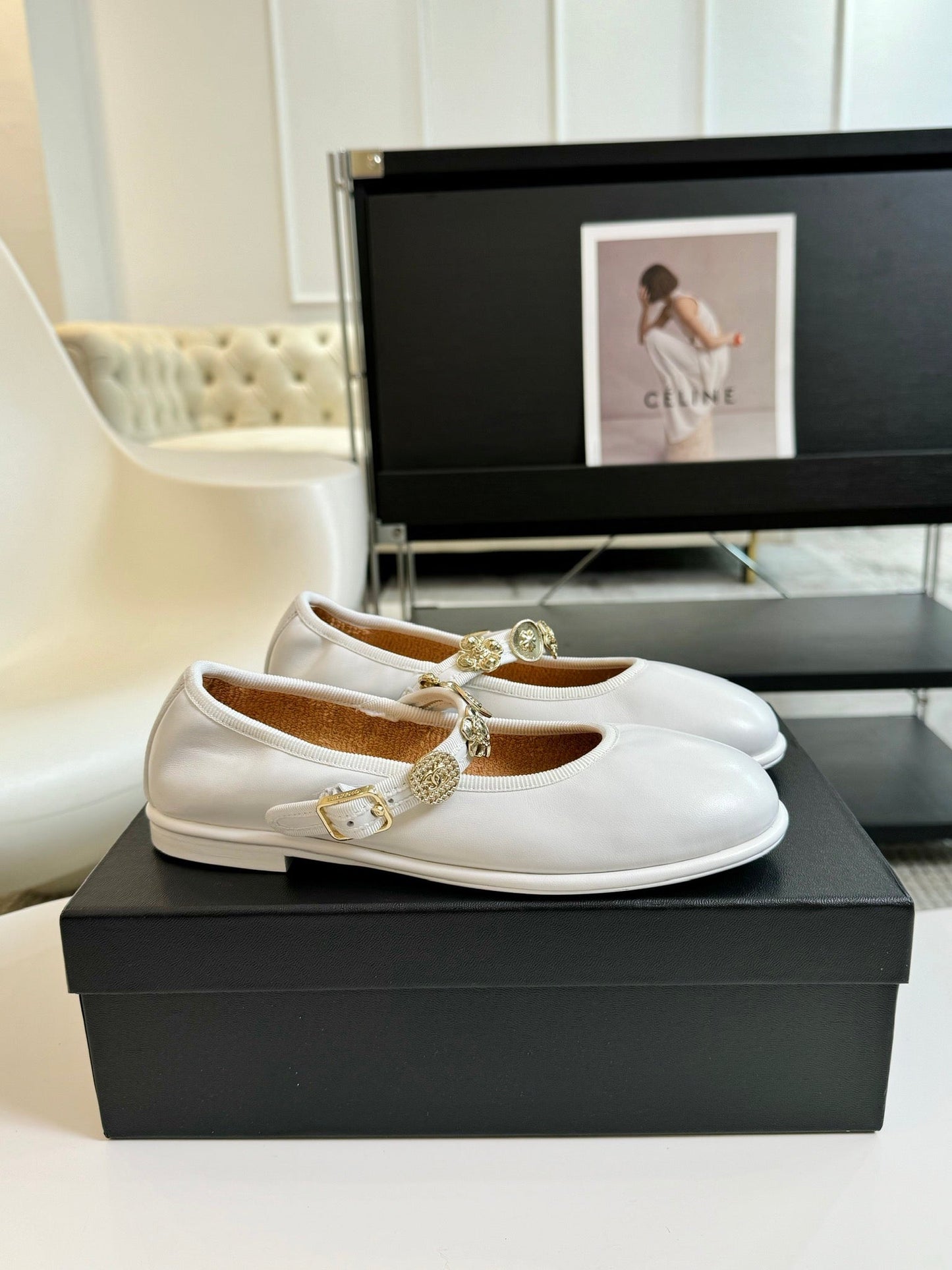 MARY JANE SHOES WHITE SHEEPSKIN - 35