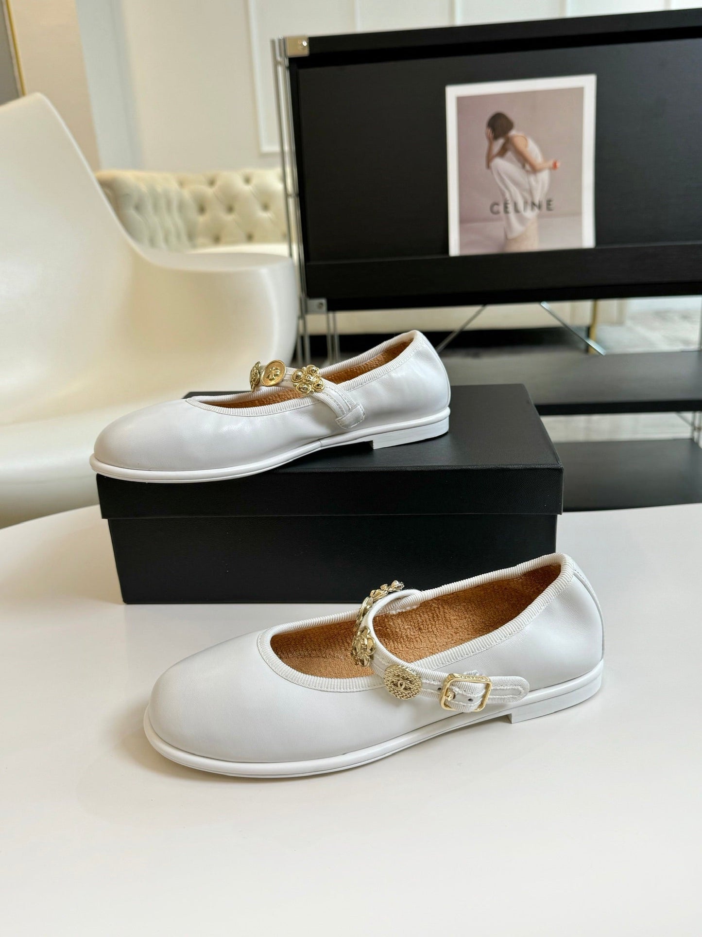 MARY JANE SHOES WHITE SHEEPSKIN - 35