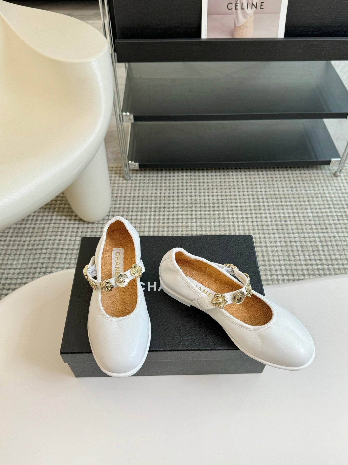 MARY JANE SHOES WHITE SHEEPSKIN - 35