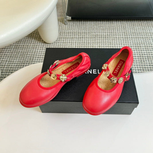 MARY JANE SHOES ROSE RED SHEEPSKIN - 35