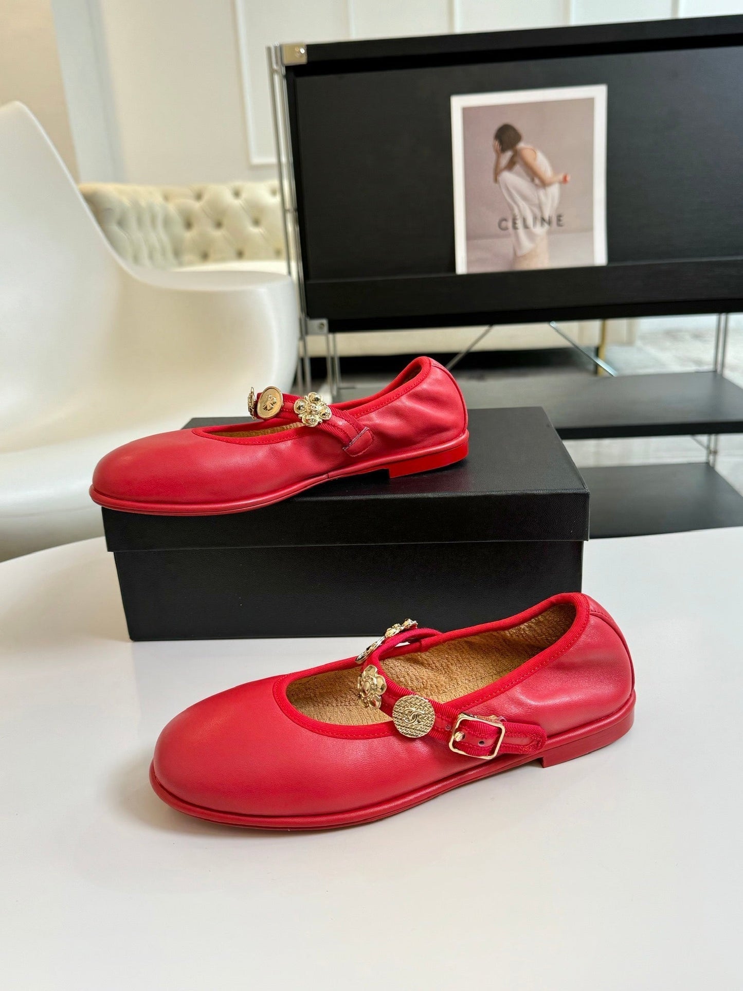 MARY JANE SHOES ROSE RED SHEEPSKIN - 35