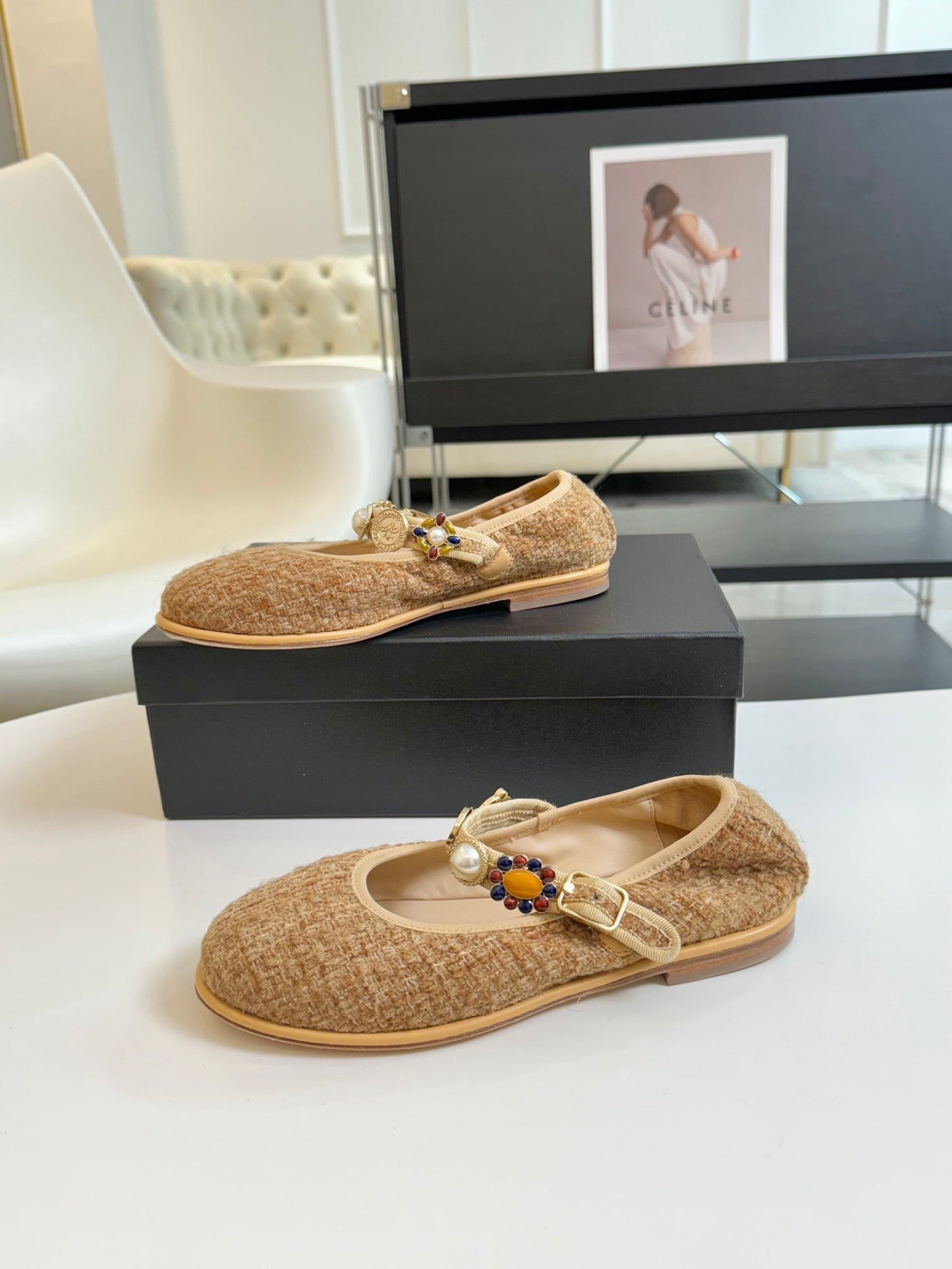 MARY JANE SHOES GRANOLA YELLOW WOOL TWEED - 35