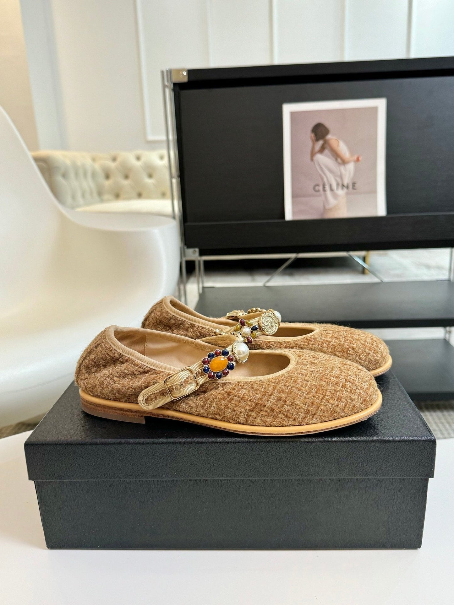 MARY JANE SHOES GRANOLA YELLOW WOOL TWEED - 35