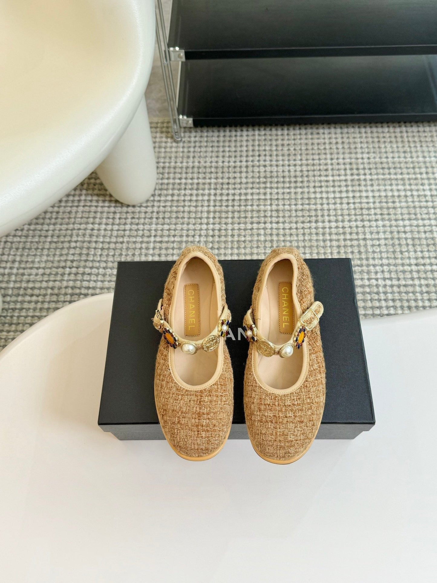 MARY JANE SHOES GRANOLA YELLOW WOOL TWEED - 35