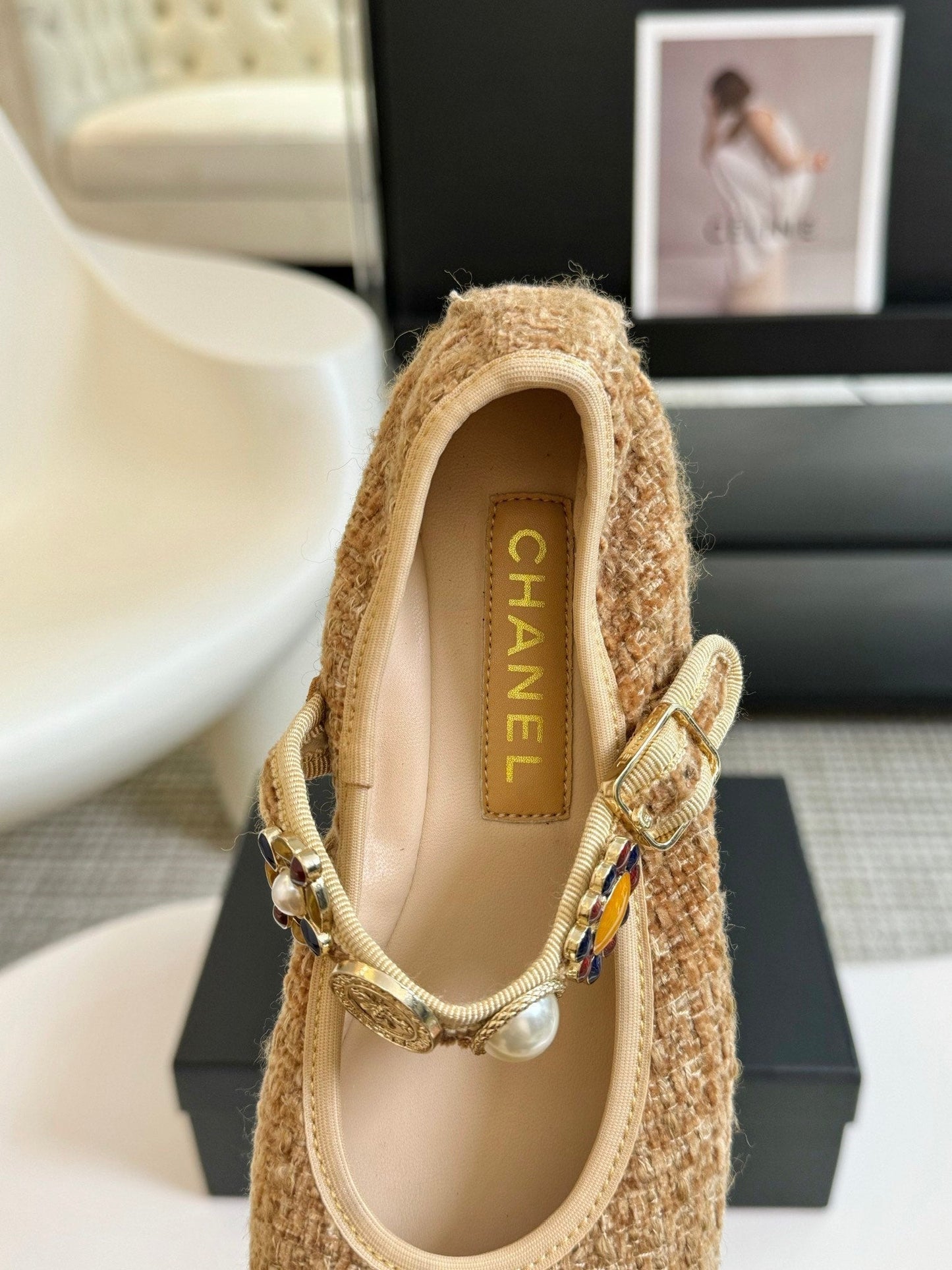 MARY JANE SHOES GRANOLA YELLOW WOOL TWEED - 35