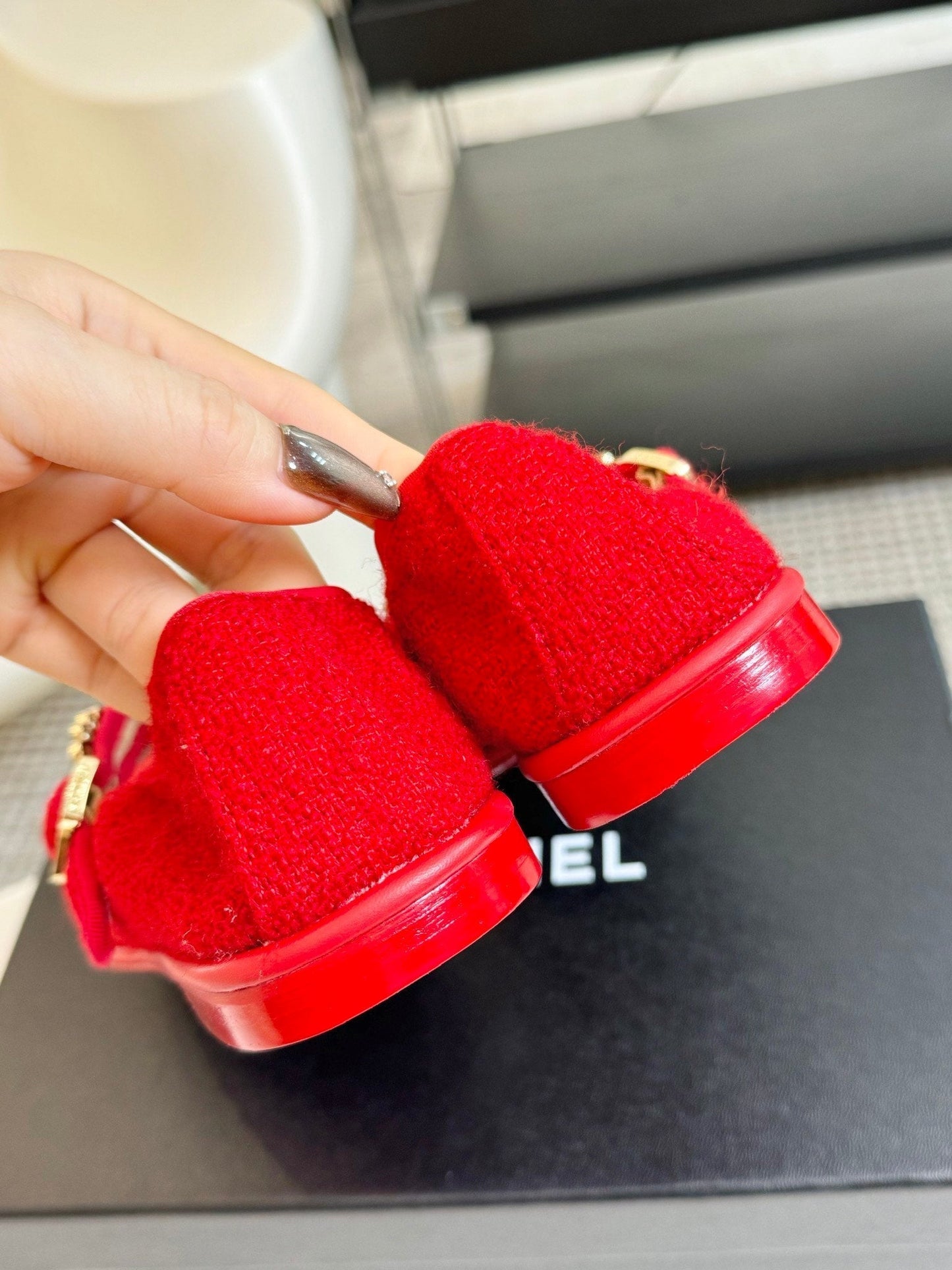 MARY JANE SHOES CHERRY RED WOOL TWEED - 35