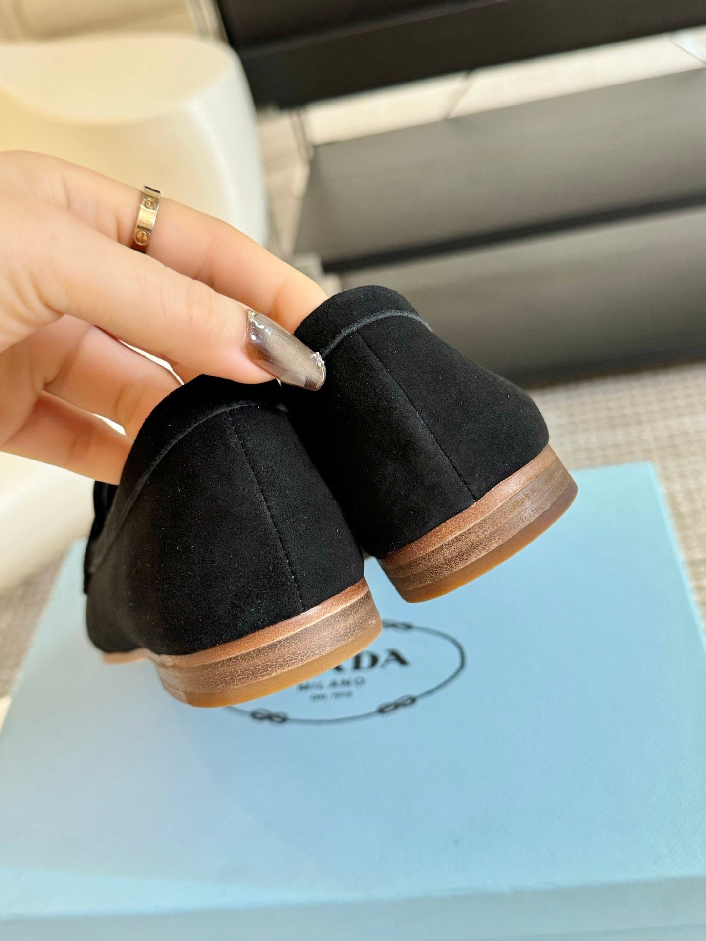 PRA SUEDE LOAFERS PITCH BLACK CALFSKIN - 35
