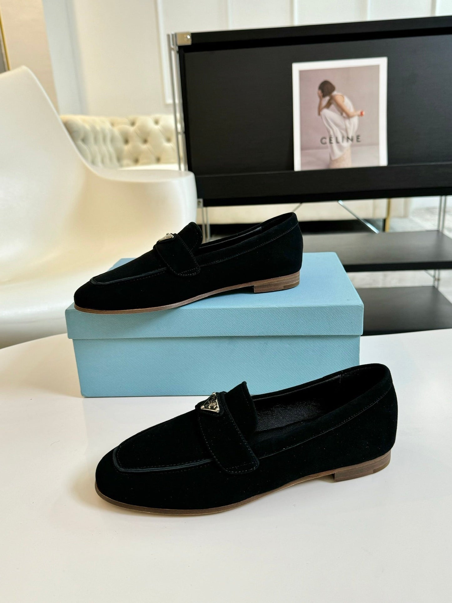 PRA SUEDE LOAFERS PITCH BLACK CALFSKIN - 35