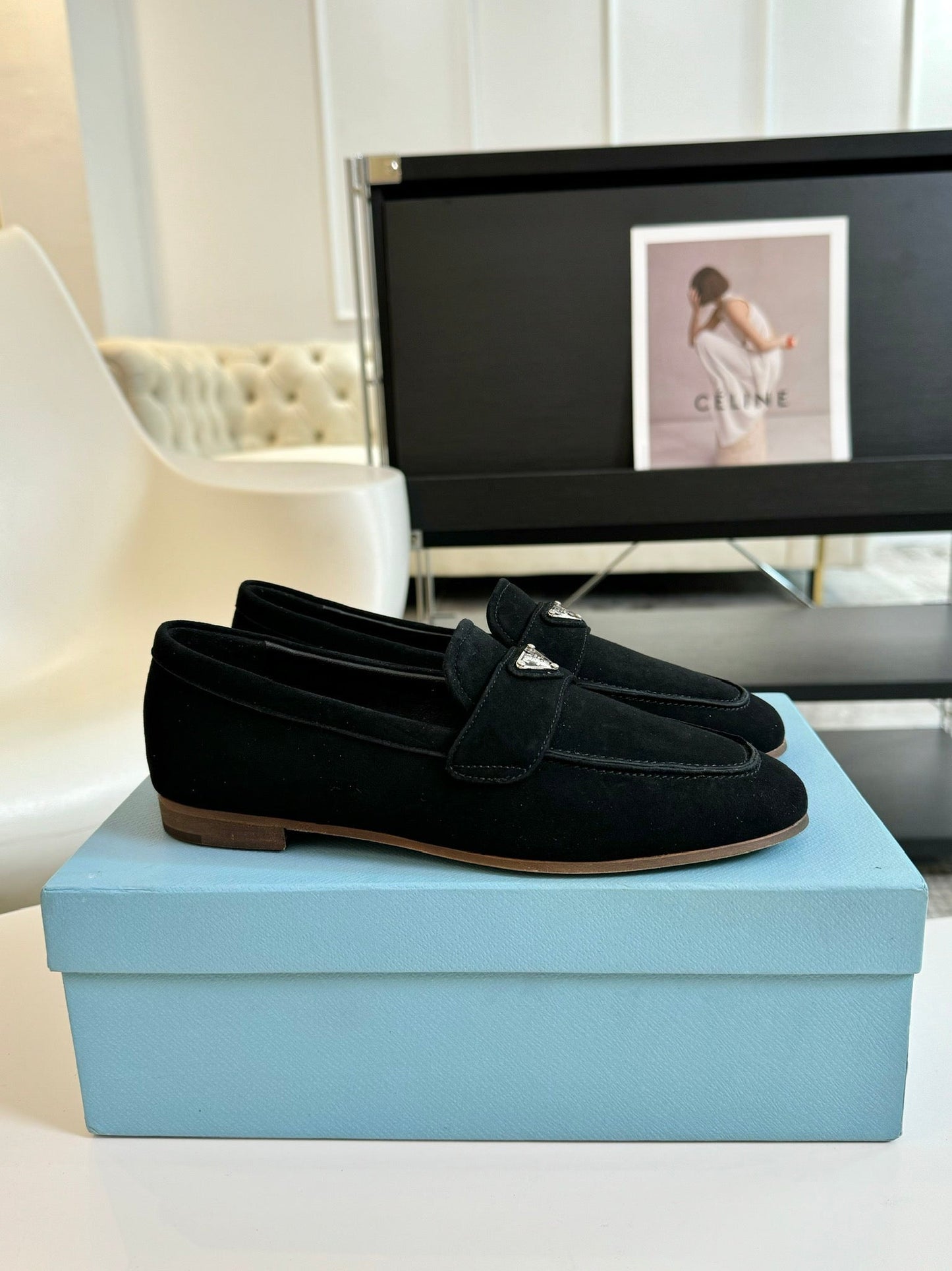 PRA SUEDE LOAFERS PITCH BLACK CALFSKIN - 35
