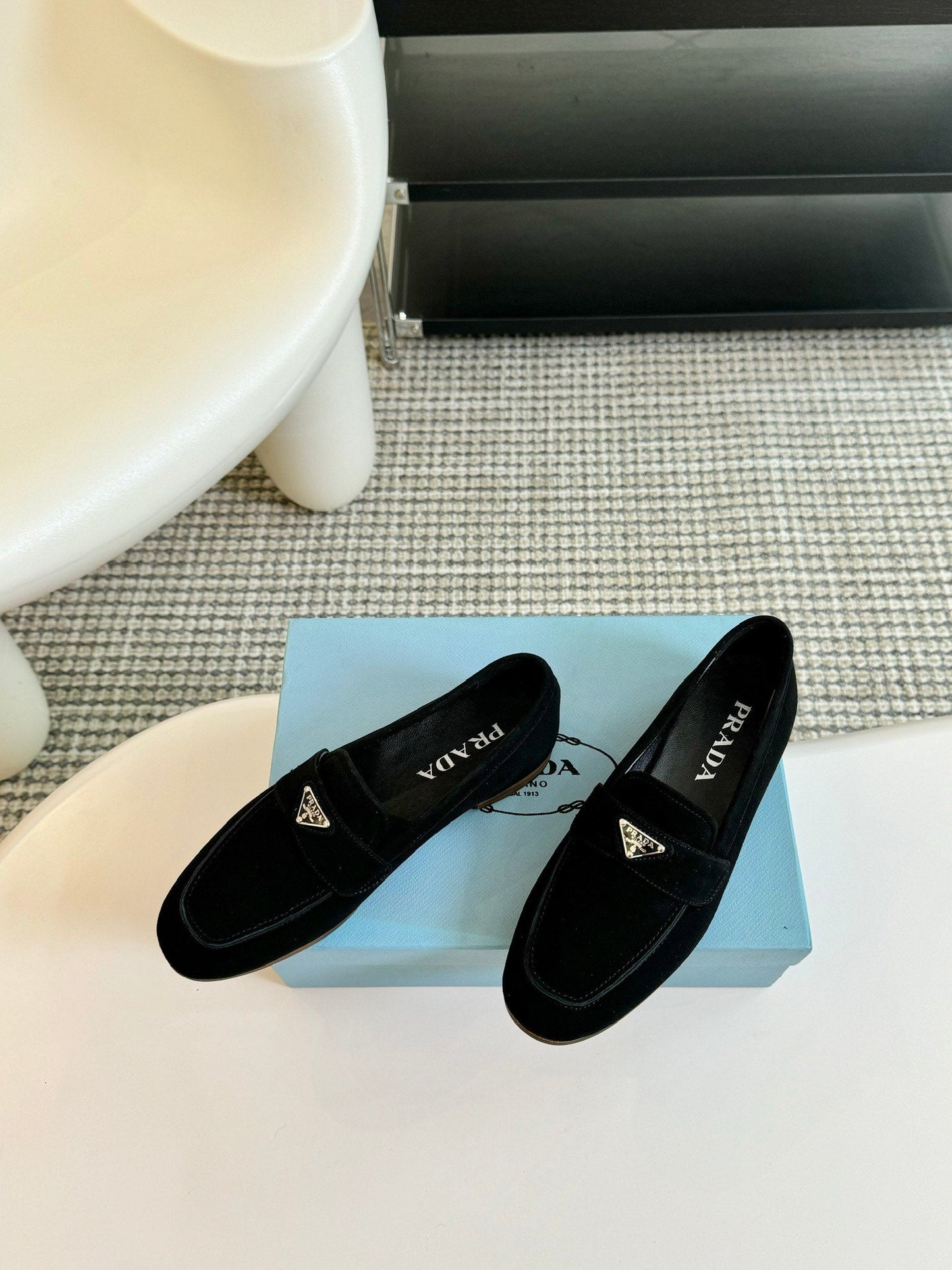 PRA SUEDE LOAFERS PITCH BLACK CALFSKIN - 35