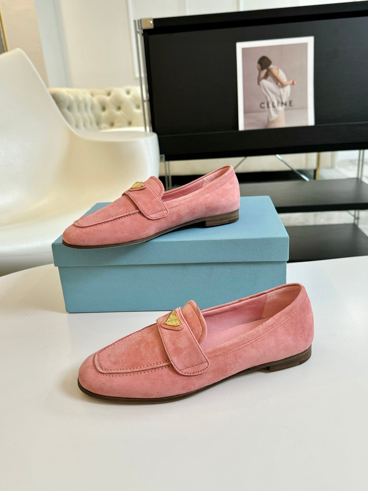 PRA SUEDE LOAFERS ROSE CALFSKIN - 35
