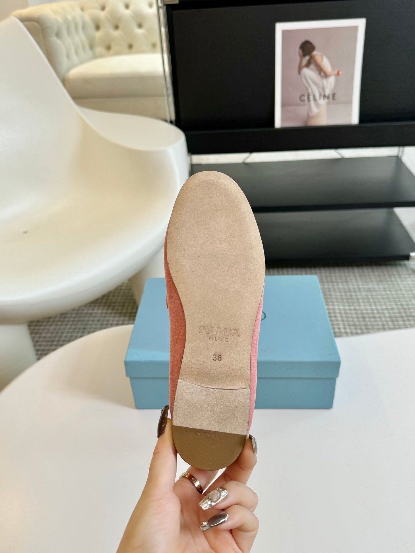 PRA SUEDE LOAFERS ROSE CALFSKIN - 35