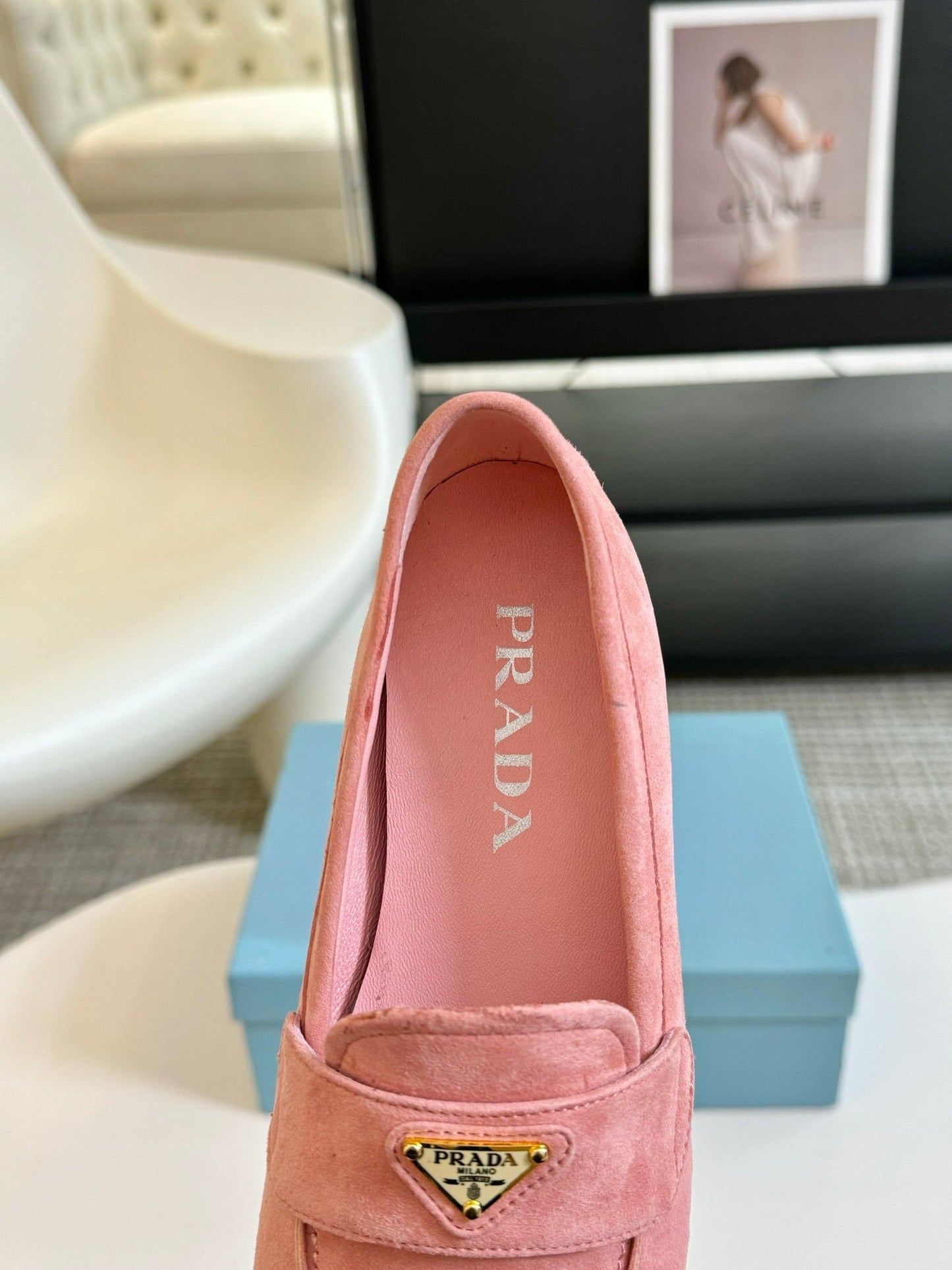 PRA SUEDE LOAFERS ROSE CALFSKIN - 35
