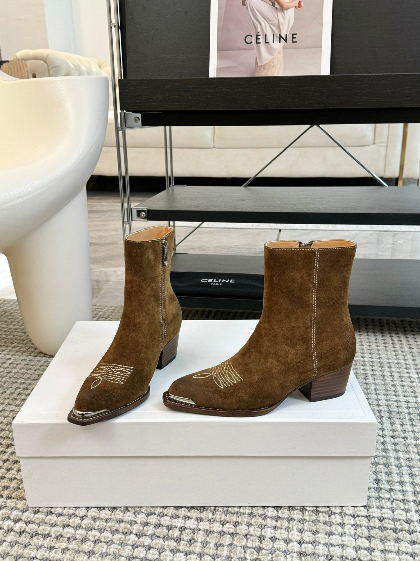 ANKLE BOOTS 45 MM IN MOCHA BROWN SUEDE - 35