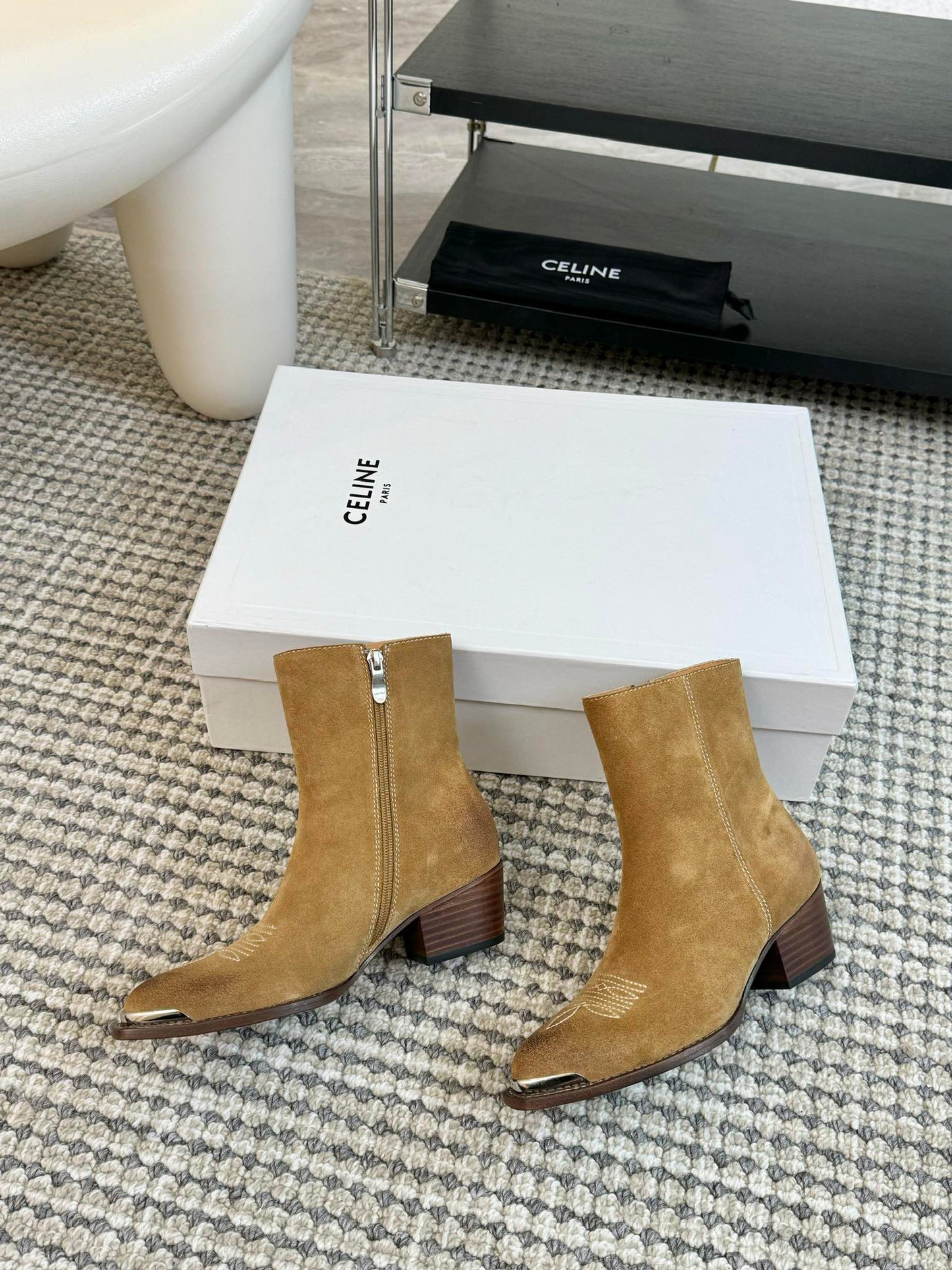 ANKLE BOOTS 45 MM IN PEANUT BROWN SUEDE - 35