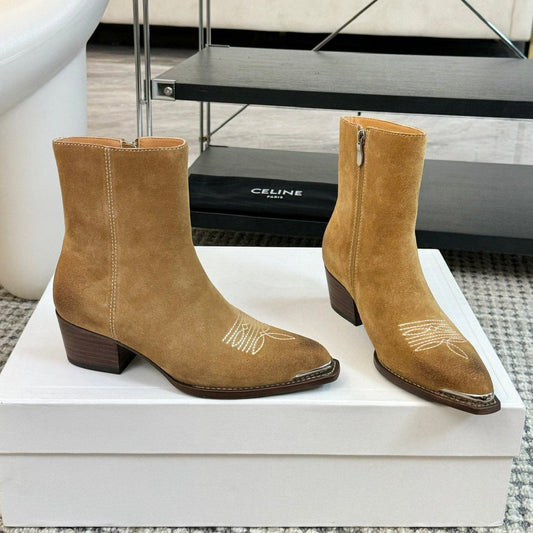 ANKLE BOOTS 45 MM IN PEANUT BROWN SUEDE - 35