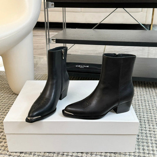 ANKLE BOOTS 45 MM IN BLACK CALFSKIN - 35