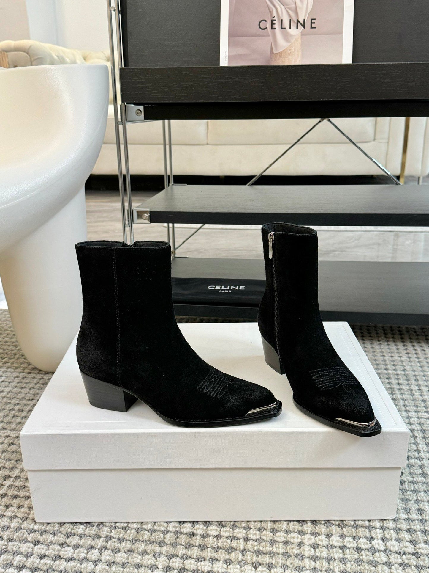 ANKLE BOOTS 45 MM IN BLACK SUEDE - 35