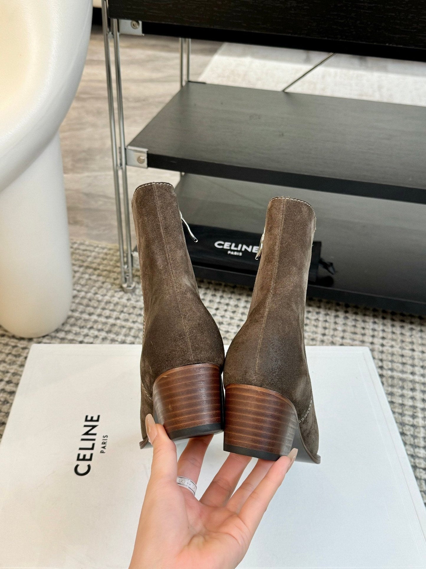 ANKLE BOOTS 45 MM IN MOCHA BROWN SUEDE - 35