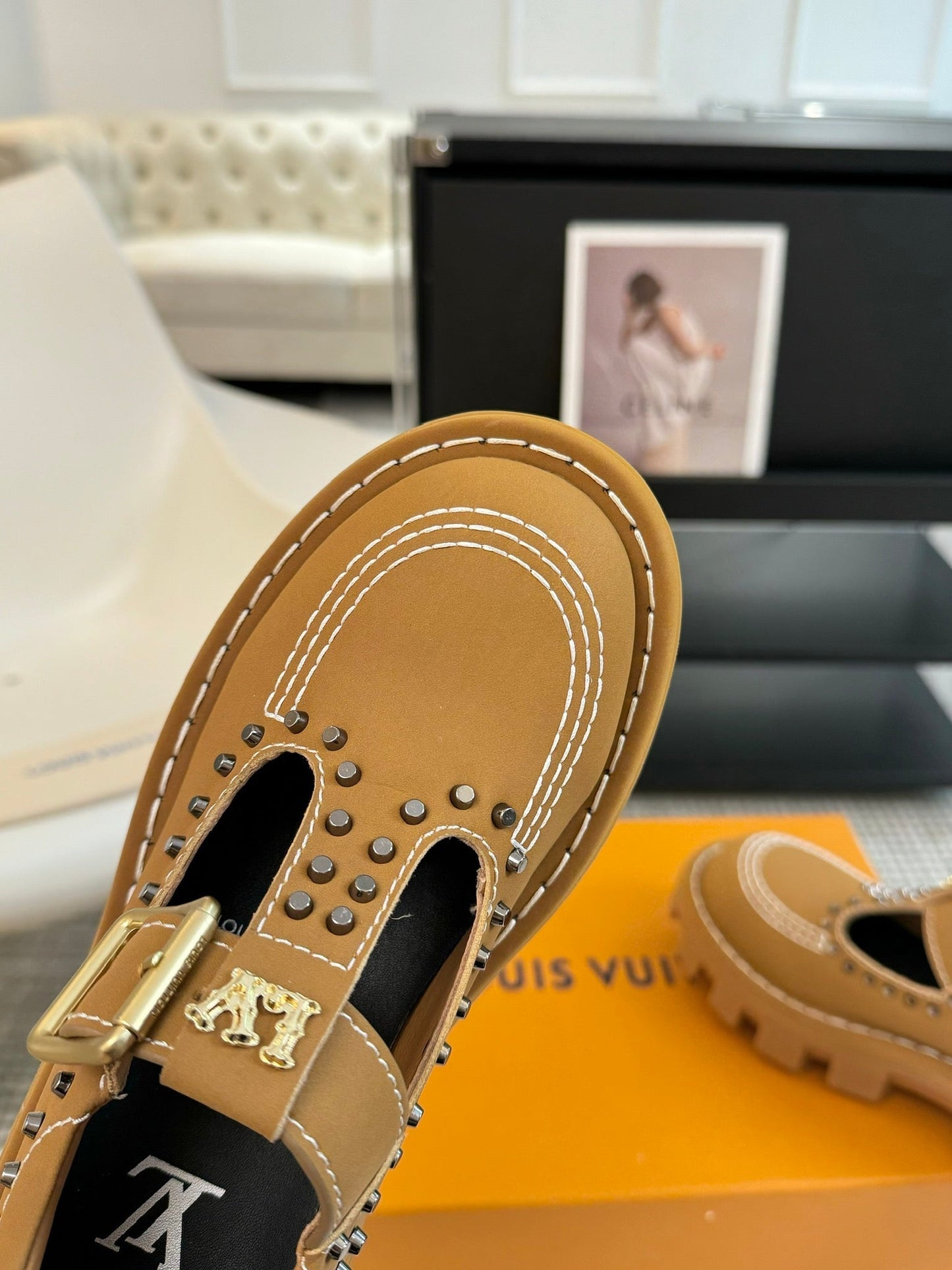 LV CHECKER MARY JANE IN PEANUT BROWN CALFSKIN - 35
