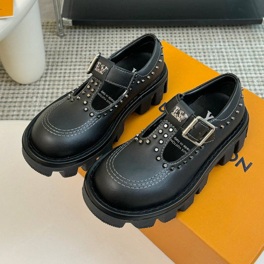 LV CHECKER MARY JANE IN BLACK CALFSKIN - 35