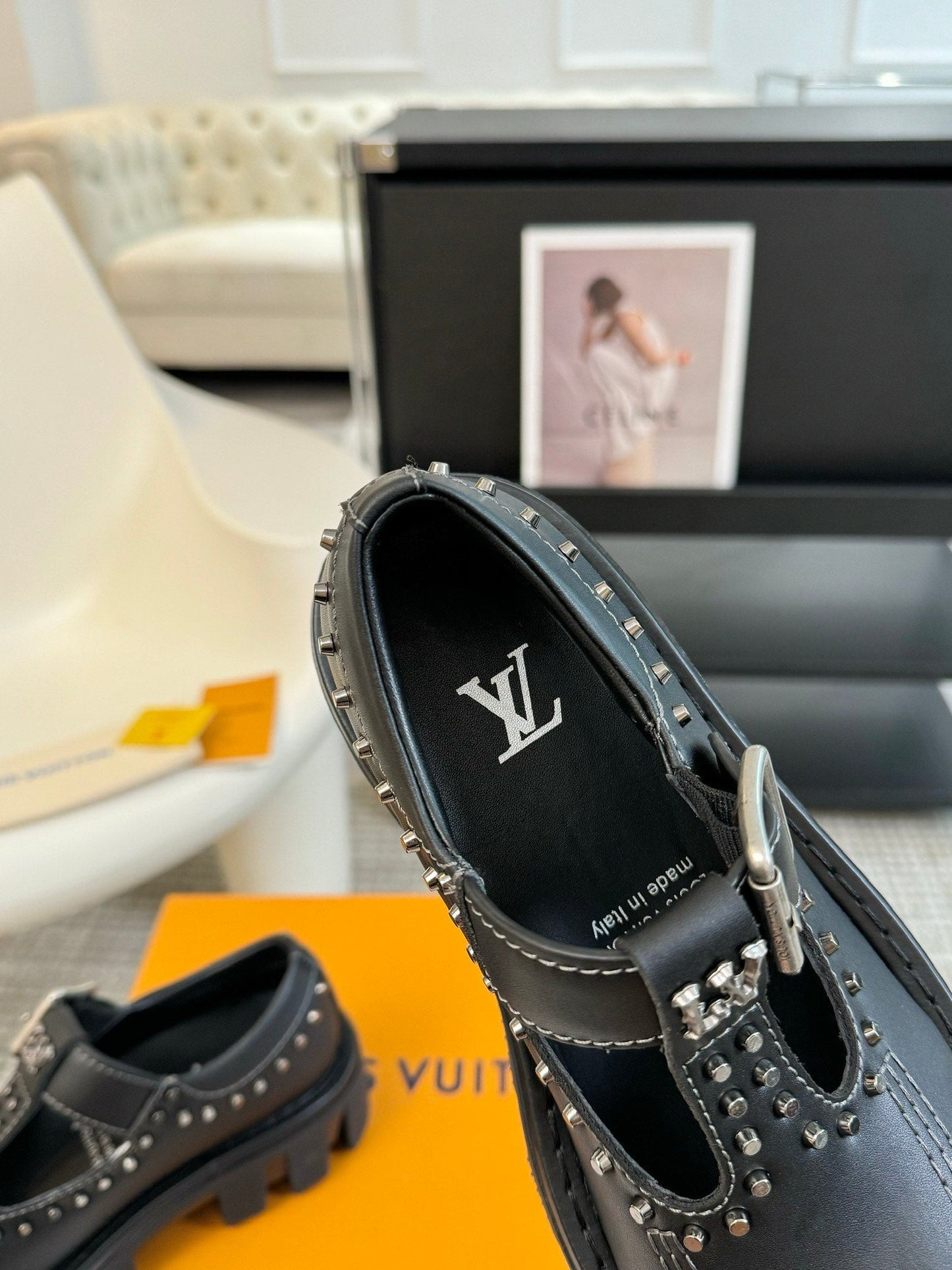 LV CHECKER MARY JANE IN BLACK CALFSKIN - 35