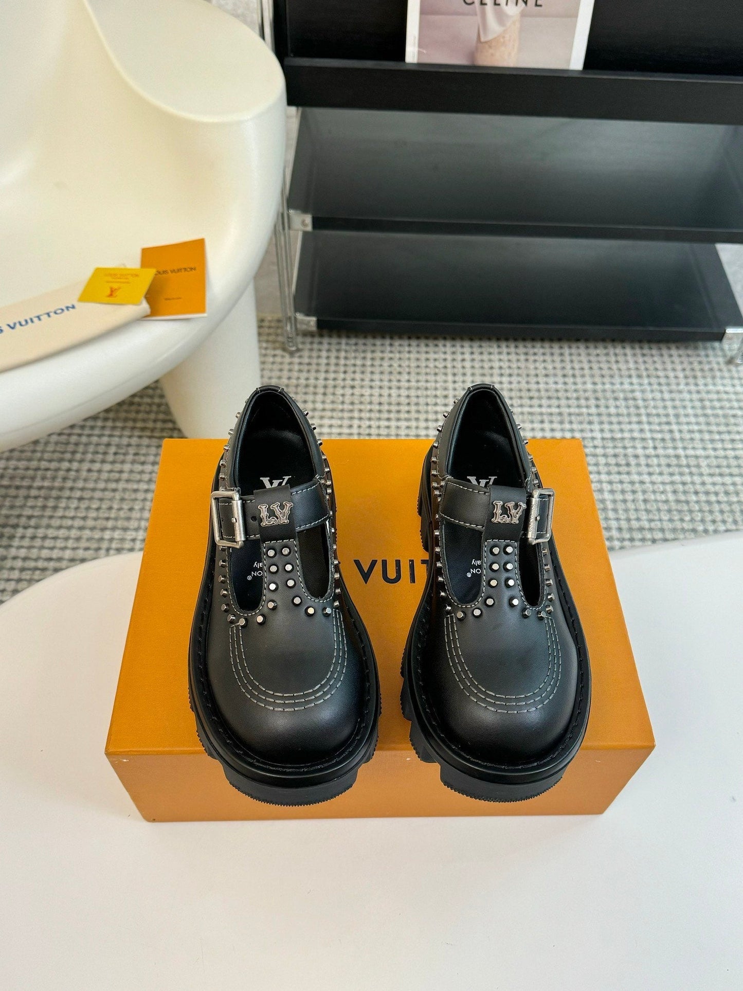 LV CHECKER MARY JANE IN BLACK CALFSKIN - 35