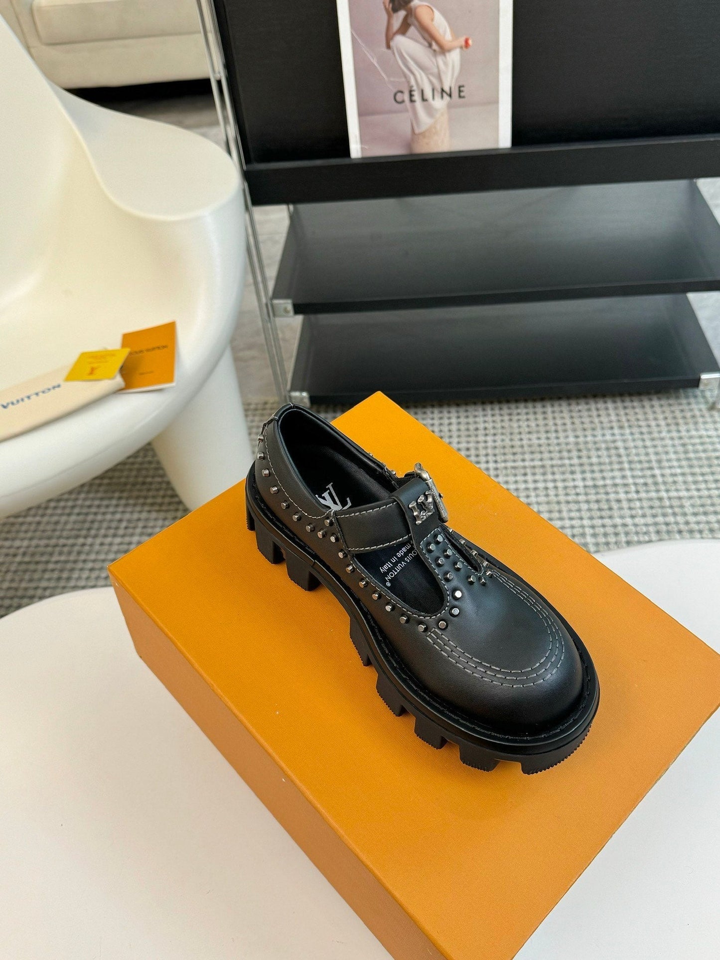 LV CHECKER MARY JANE IN BLACK CALFSKIN - 35