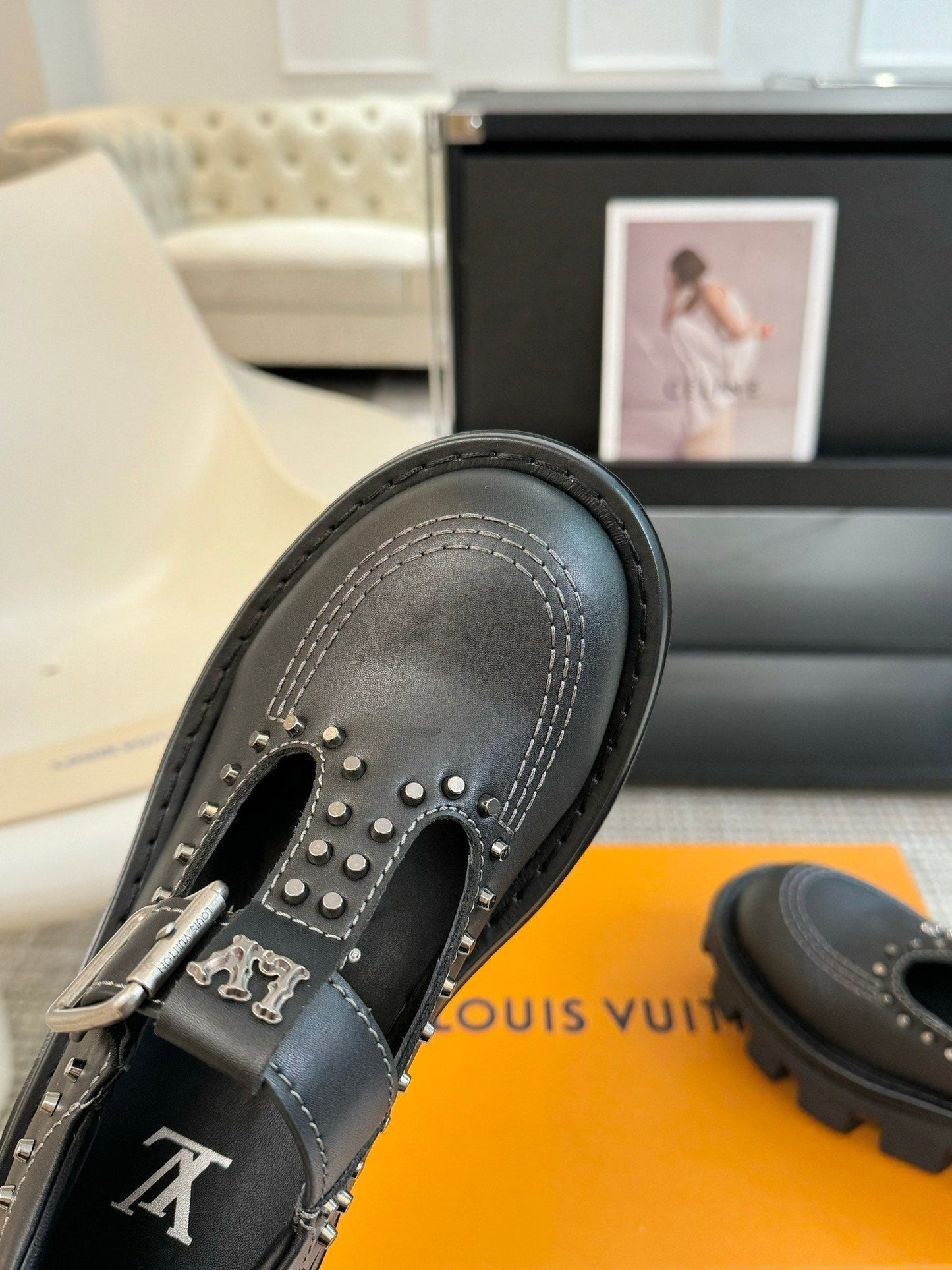 LV CHECKER MARY JANE IN BLACK CALFSKIN - 35