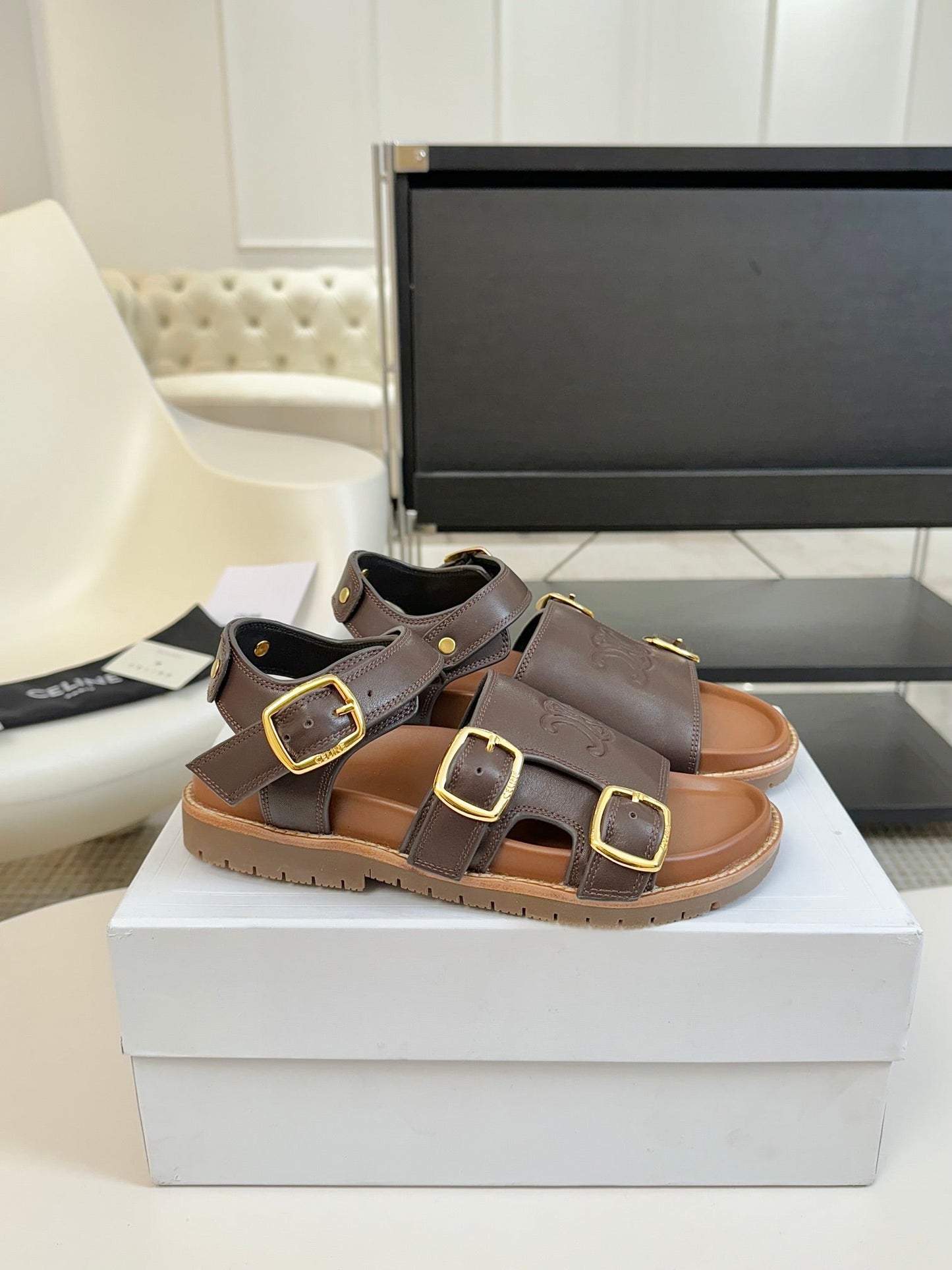 MINO SANDAL IN CHOCOLATE BROWN CALFSKIN - 35
