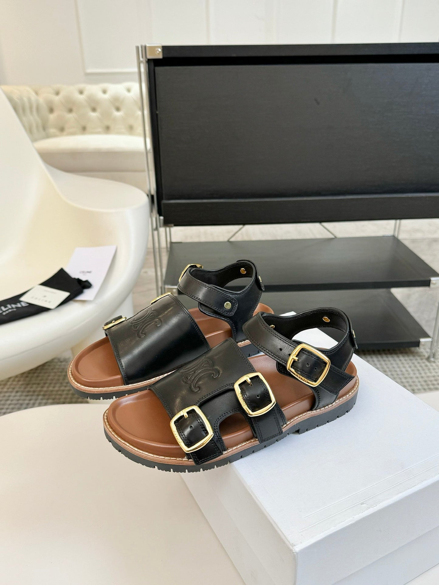 MINO SANDAL IN BLACK CALFSKIN - 35