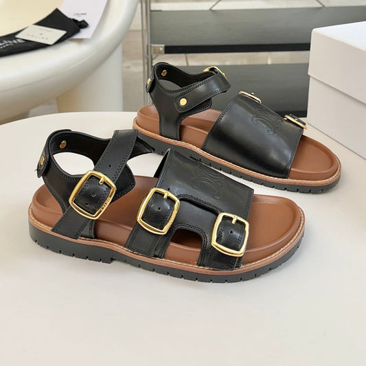 MINO SANDAL IN BLACK CALFSKIN - 35