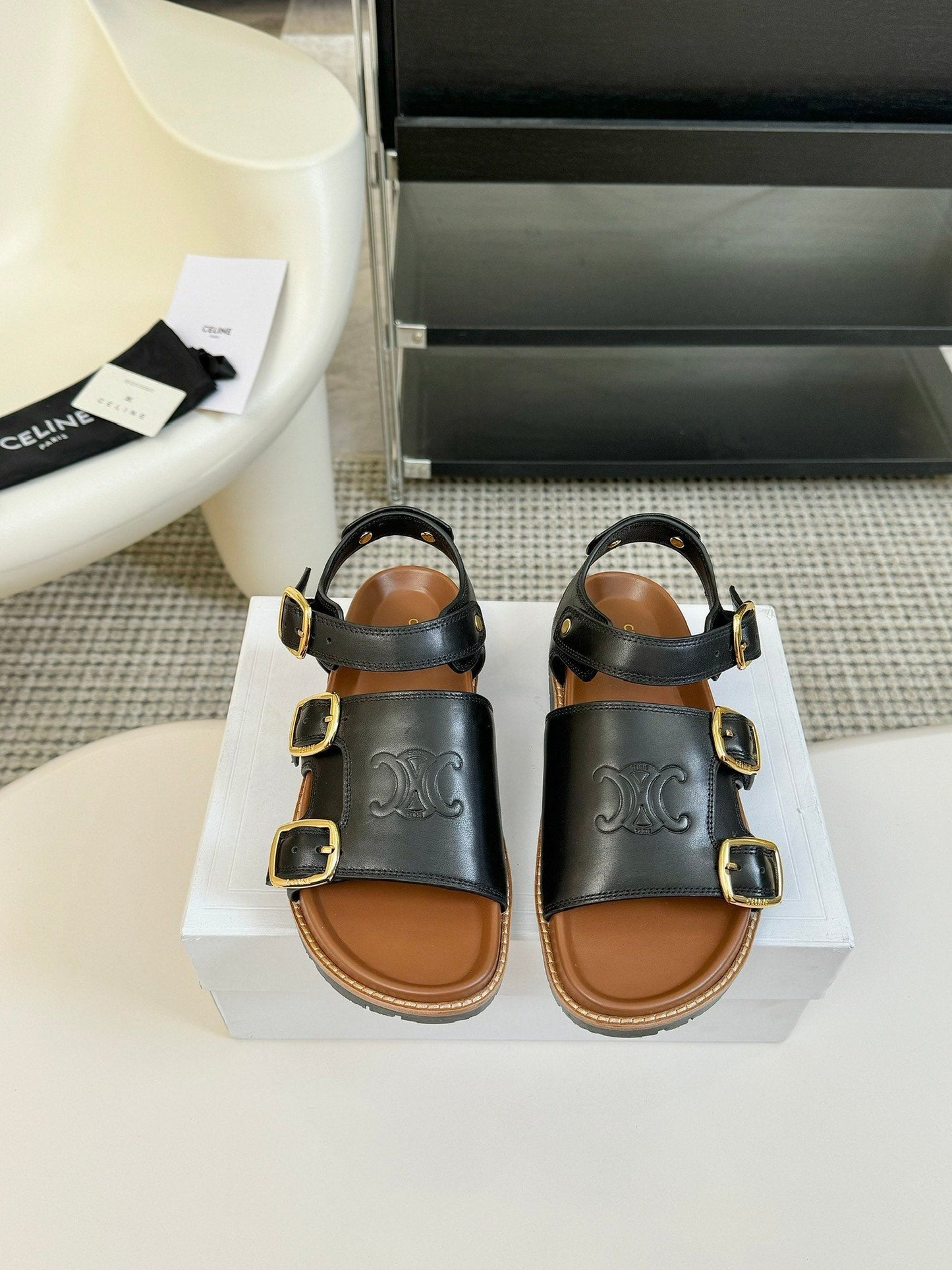 MINO SANDAL IN BLACK CALFSKIN - 35