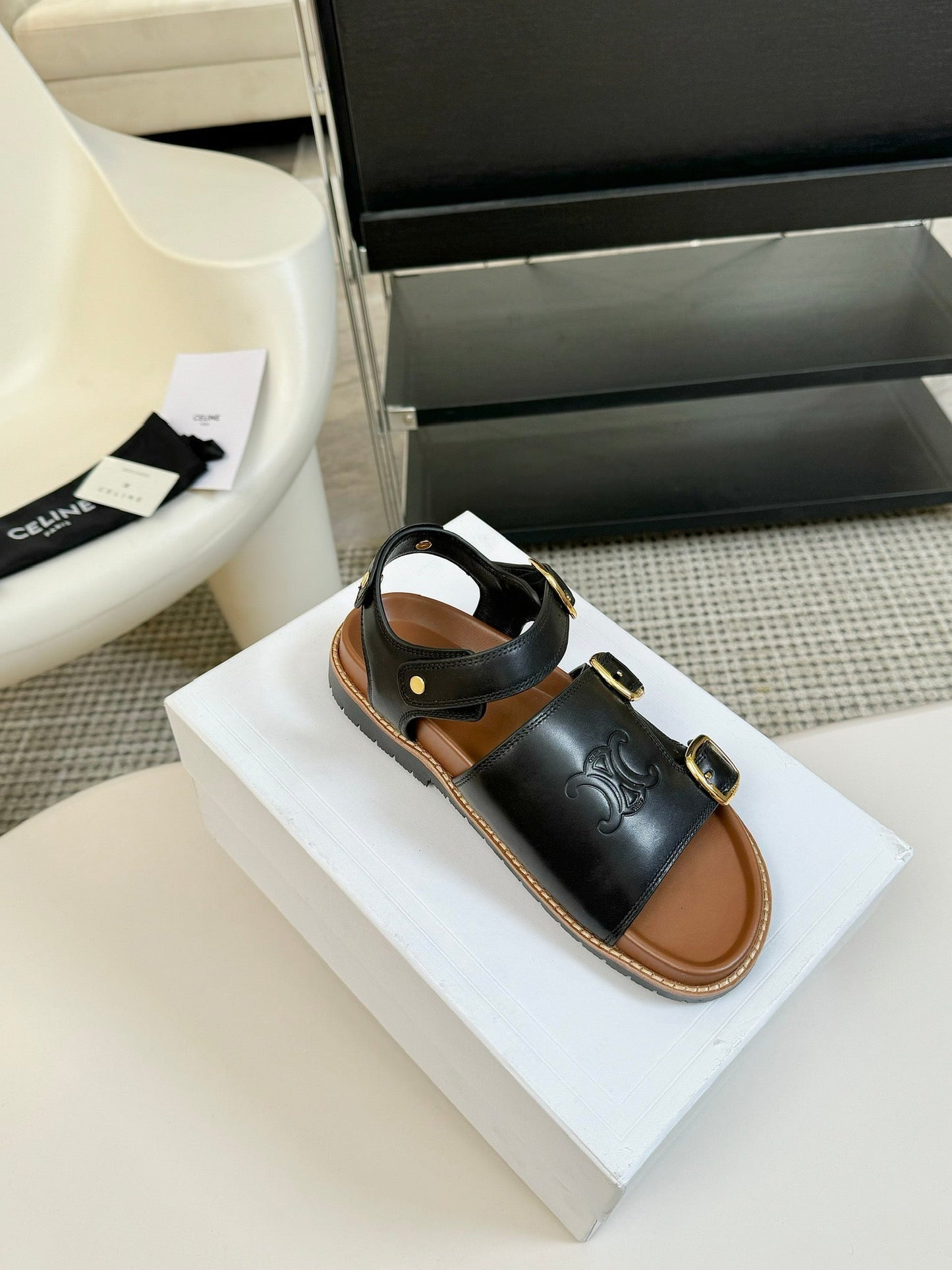 MINO SANDAL IN BLACK CALFSKIN - 35