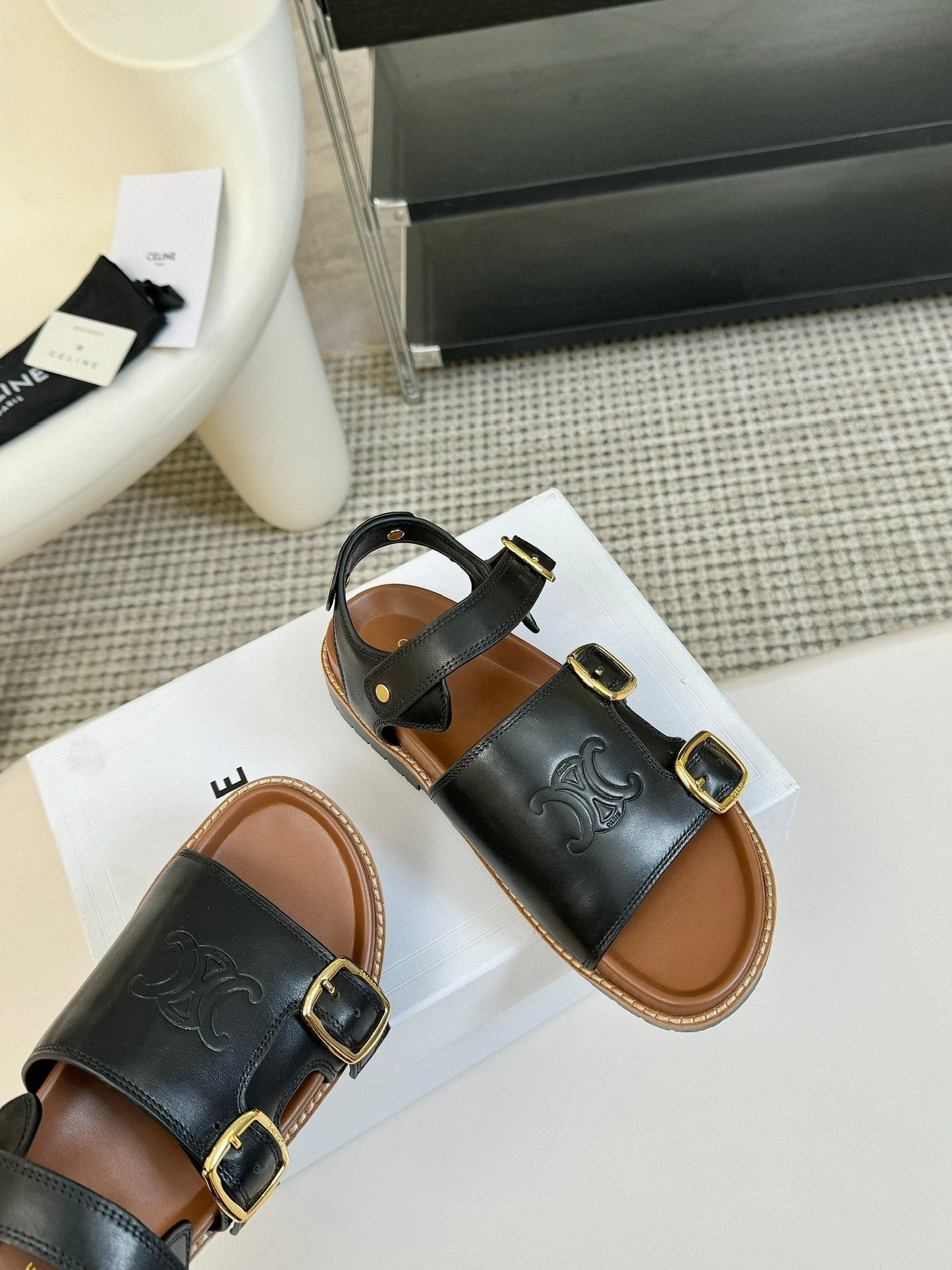 MINO SANDAL IN BLACK CALFSKIN - 35