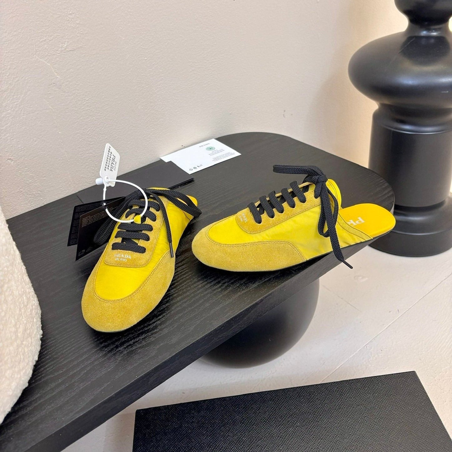 SNEAKER MULES IN YELLOW NYLON AND SUEDE - 35