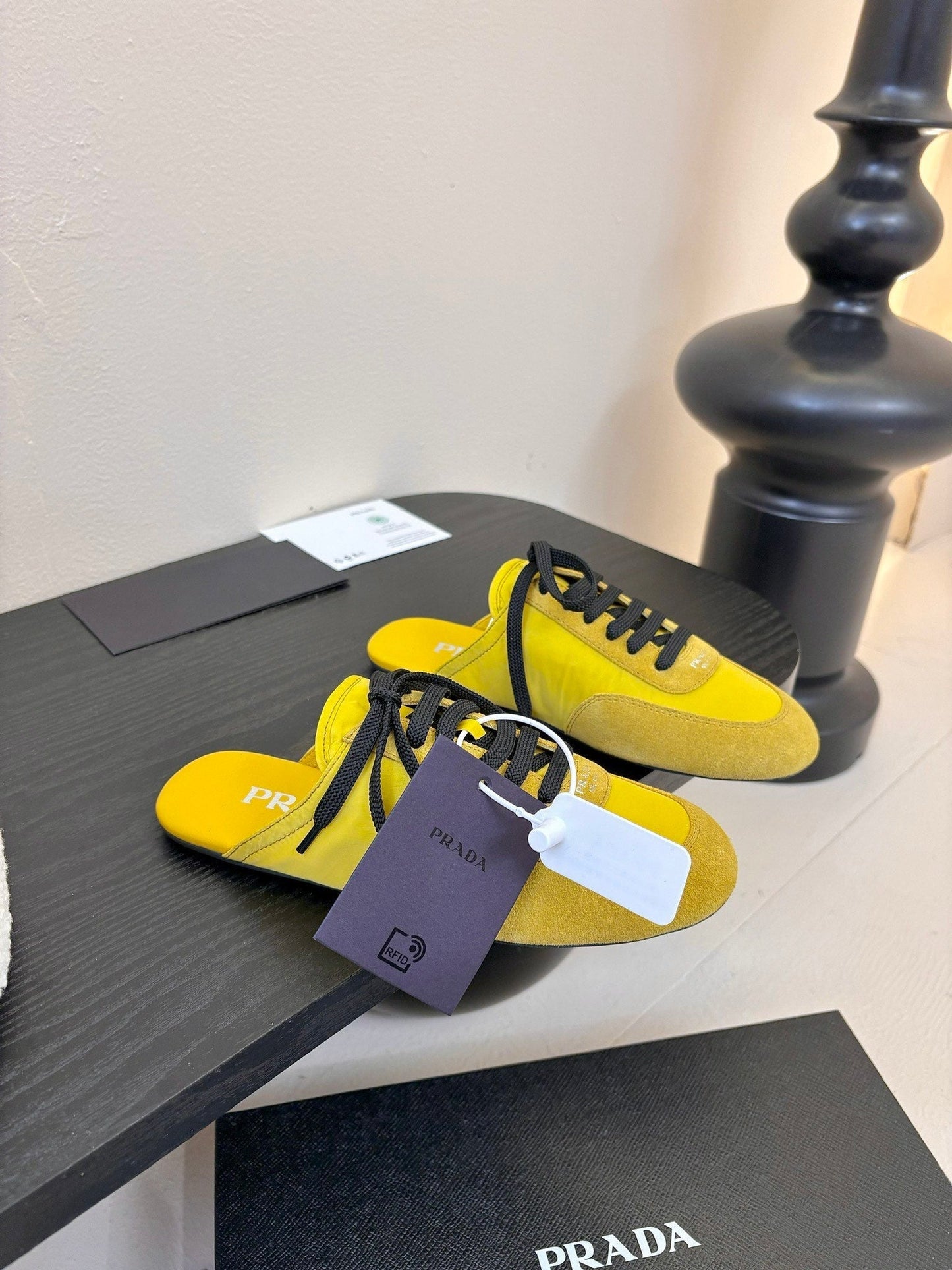 SNEAKER MULES IN YELLOW NYLON AND SUEDE - 35
