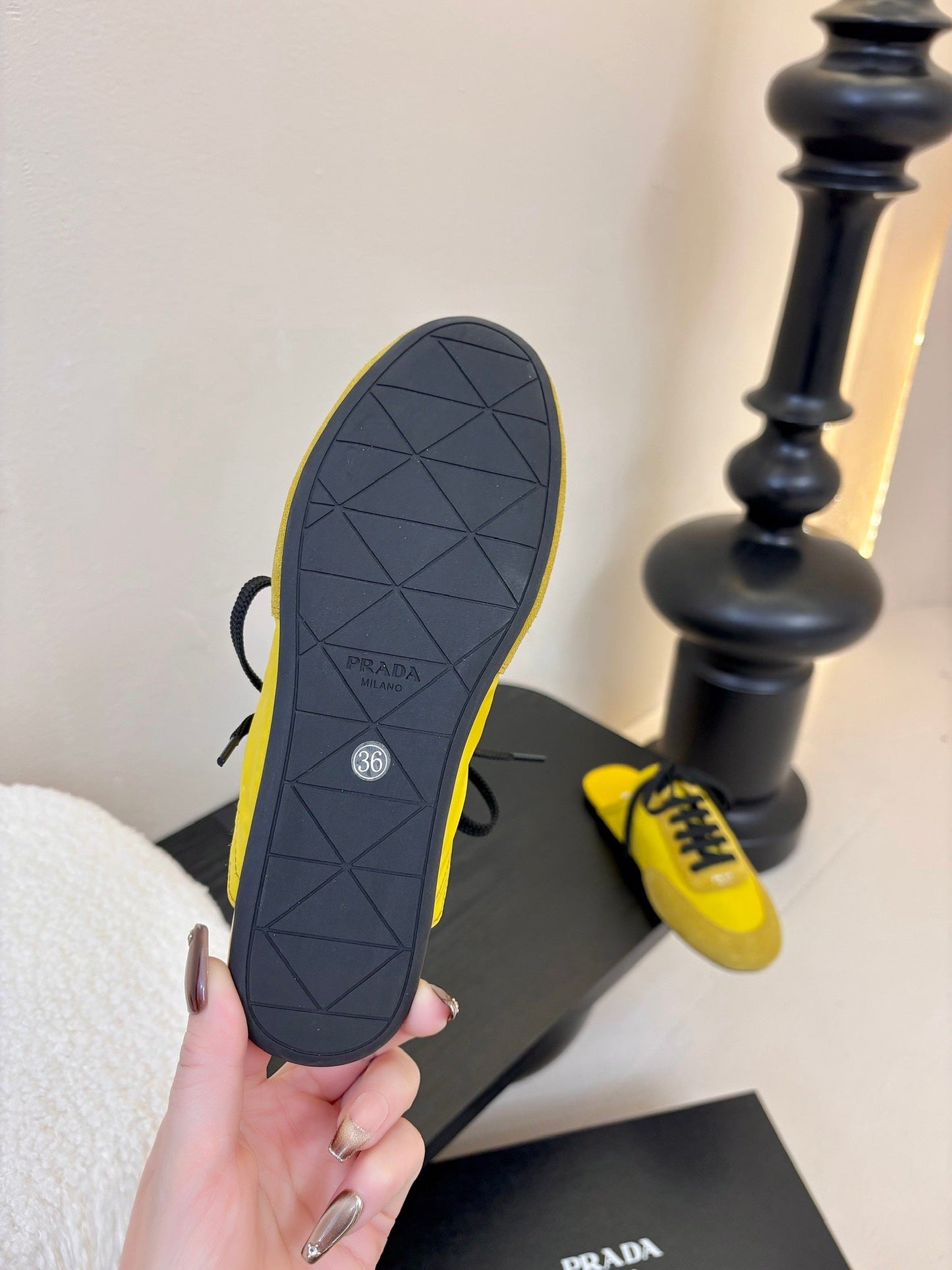 SNEAKER MULES IN YELLOW NYLON AND SUEDE - 35