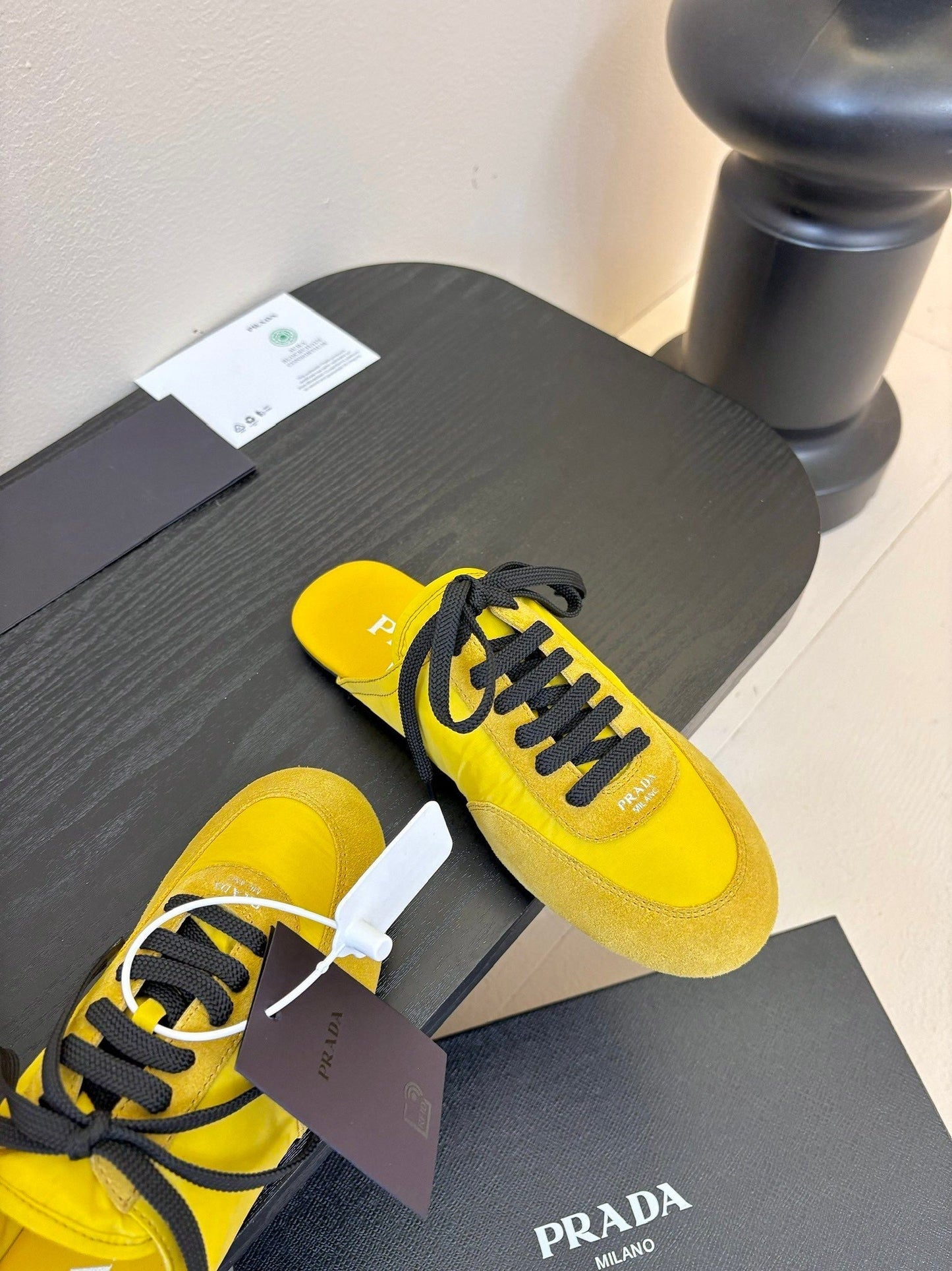 SNEAKER MULES IN YELLOW NYLON AND SUEDE - 35