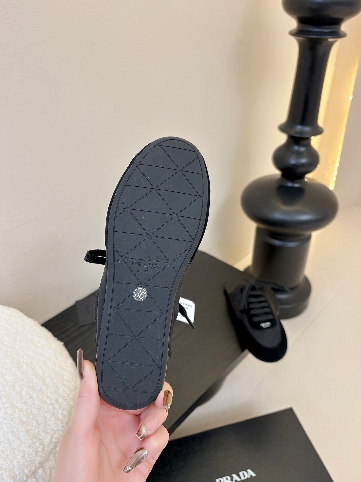 SNEAKER MULES IN BLACK NYLON AND SUEDE - 35
