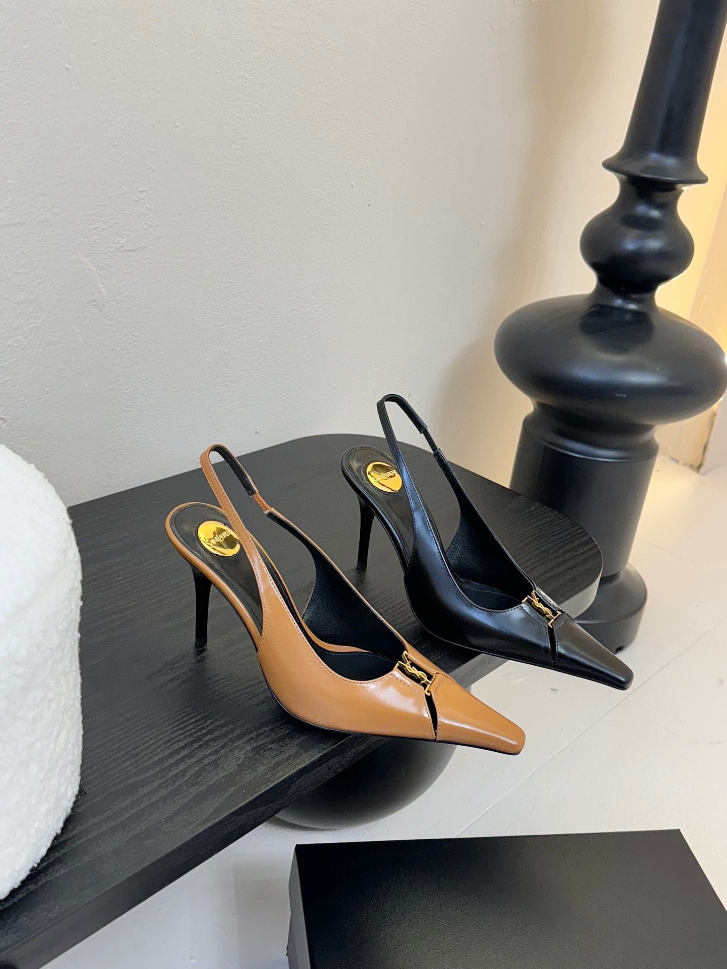 BABYLONE BRETEUIL SLINGBACK 85 MM PUMPS IN PEANUT BROWN SMOOTH LEATHER - 35