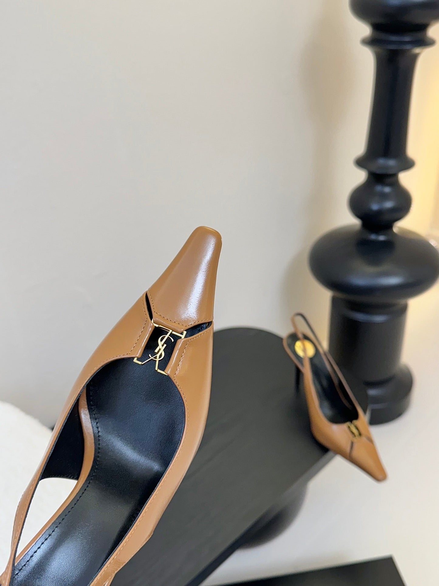 BABYLONE BRETEUIL SLINGBACK 85 MM PUMPS IN PEANUT BROWN SMOOTH LEATHER - 35