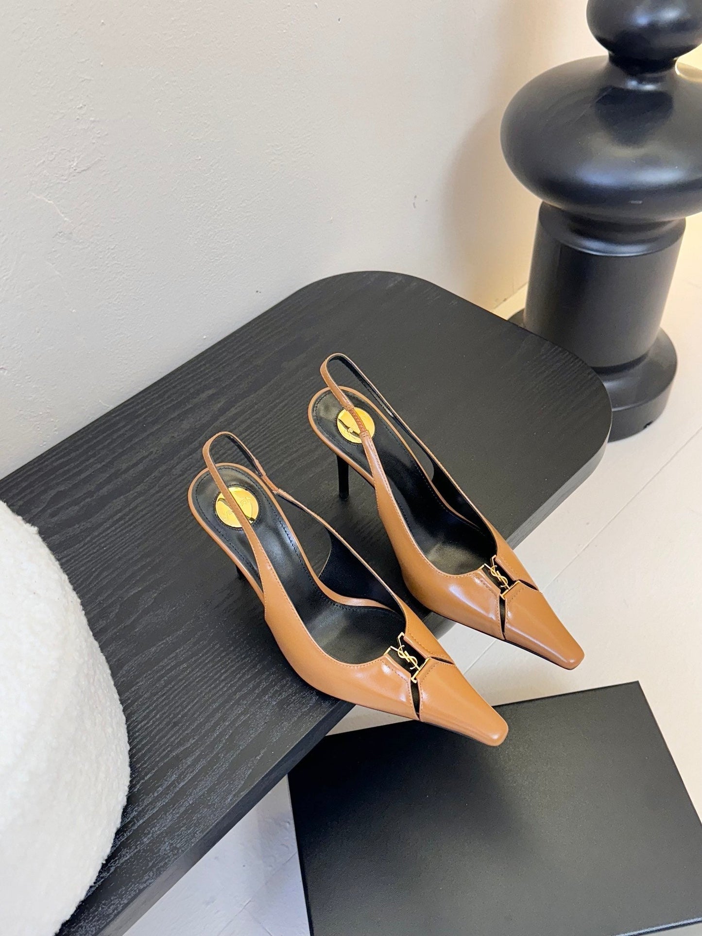 BABYLONE BRETEUIL SLINGBACK 85 MM PUMPS IN PEANUT BROWN SMOOTH LEATHER - 35