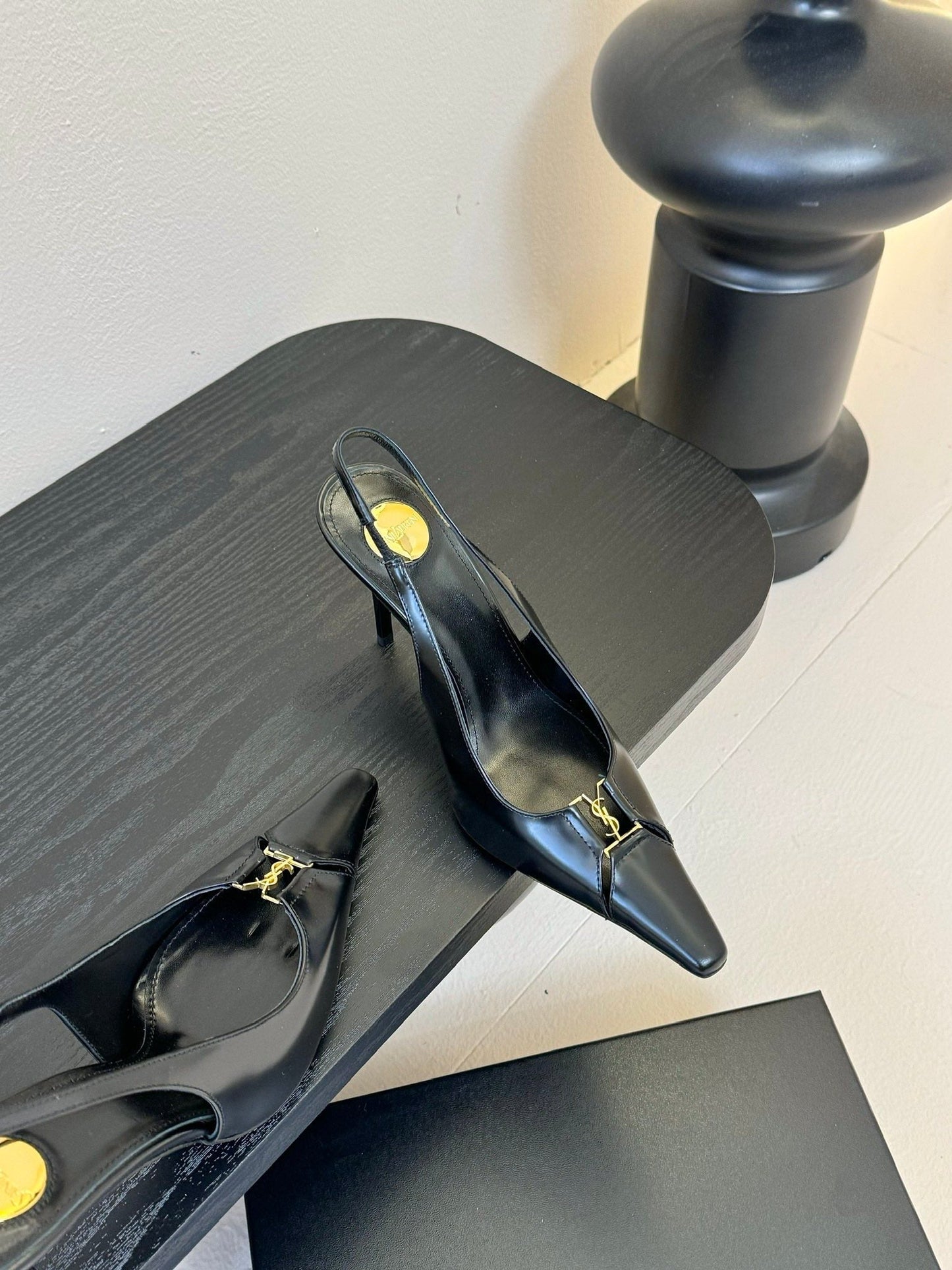 BABYLONE BRETEUIL SLINGBACK 85 MM PUMPS IN BLACK SMOOTH LEATHER - 35