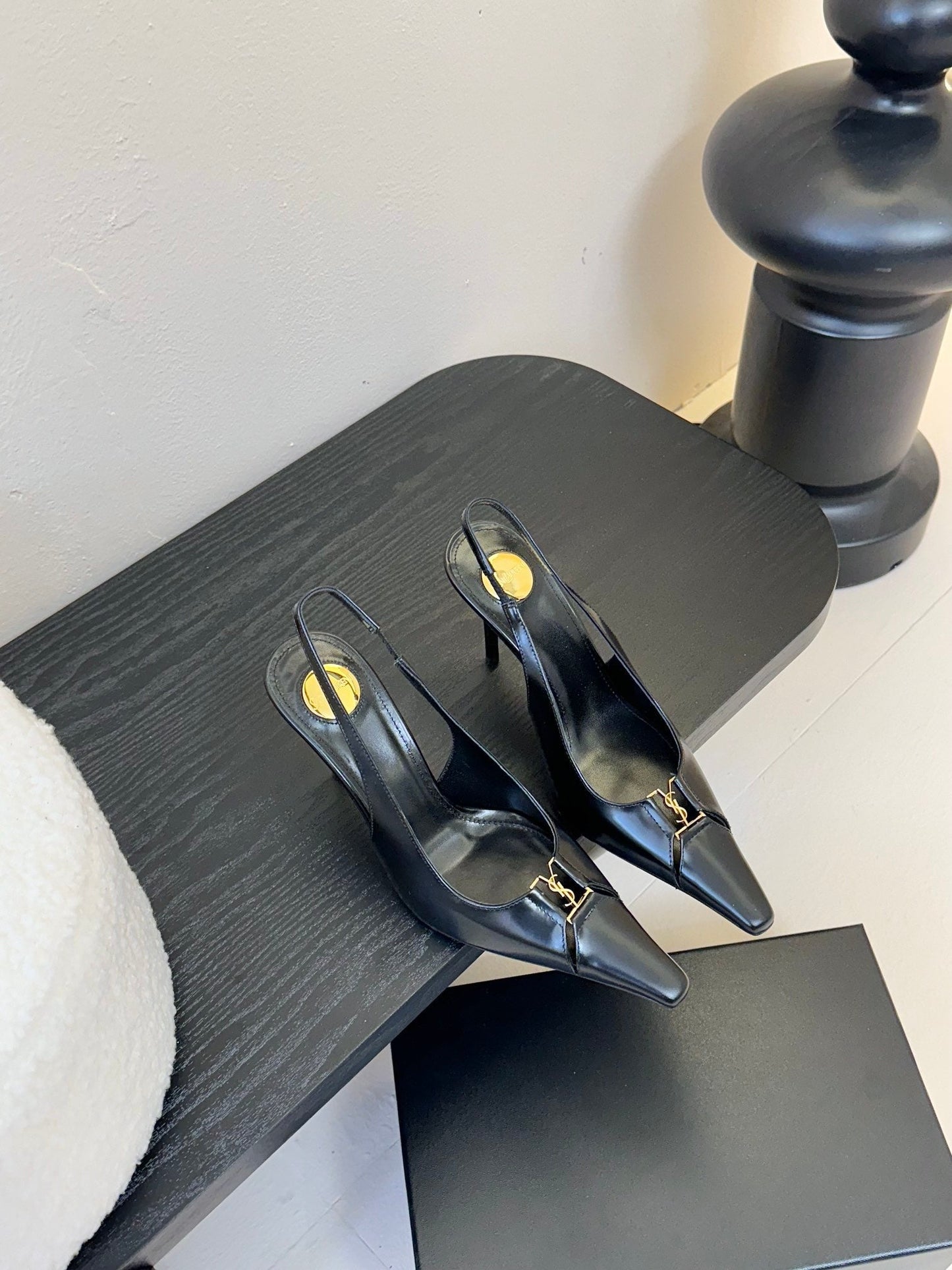 BABYLONE BRETEUIL SLINGBACK 85 MM PUMPS IN BLACK SMOOTH LEATHER - 35