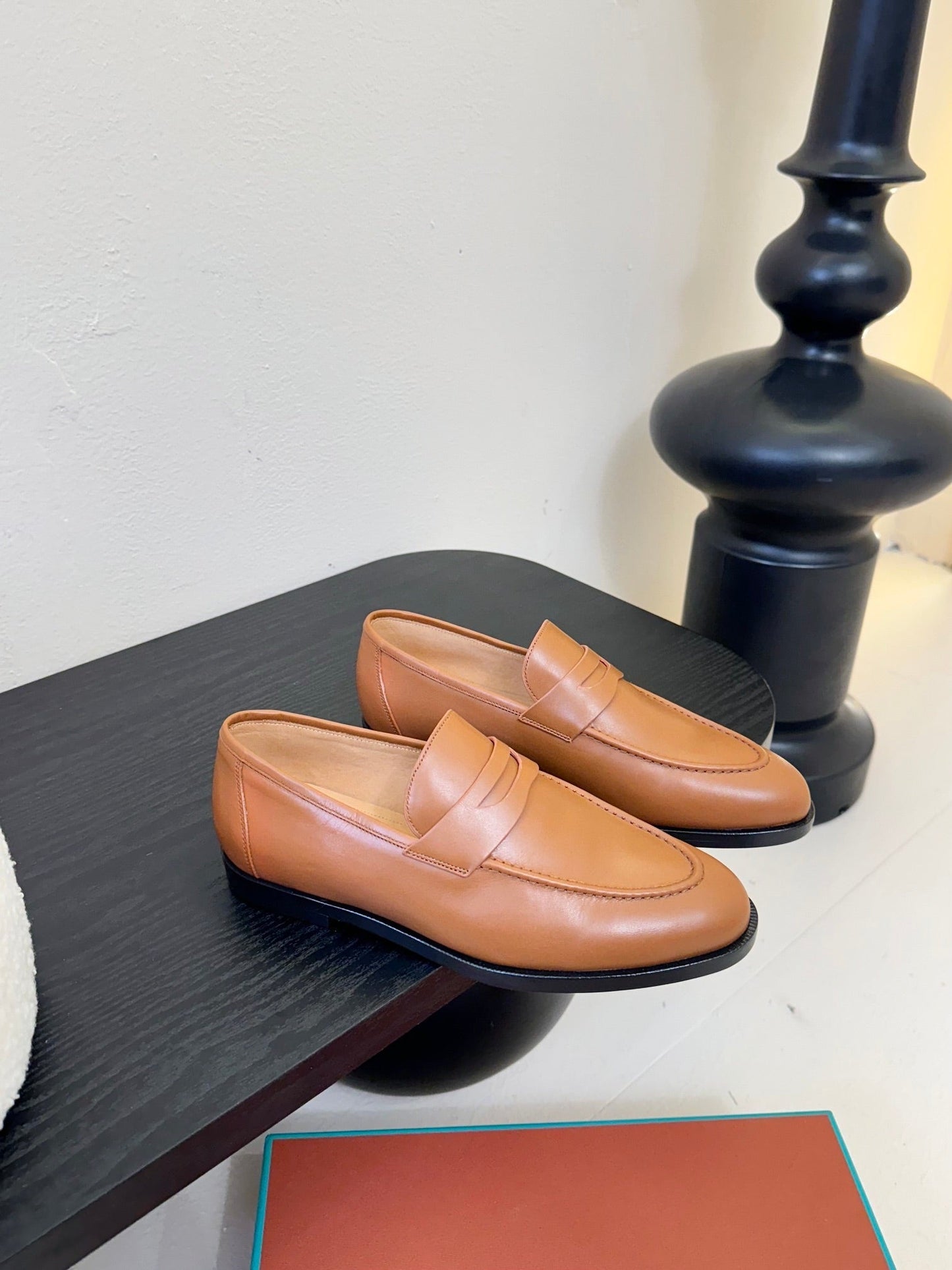 LOAFERS IN CINNAMON BROWN LAMBSKIN - 35