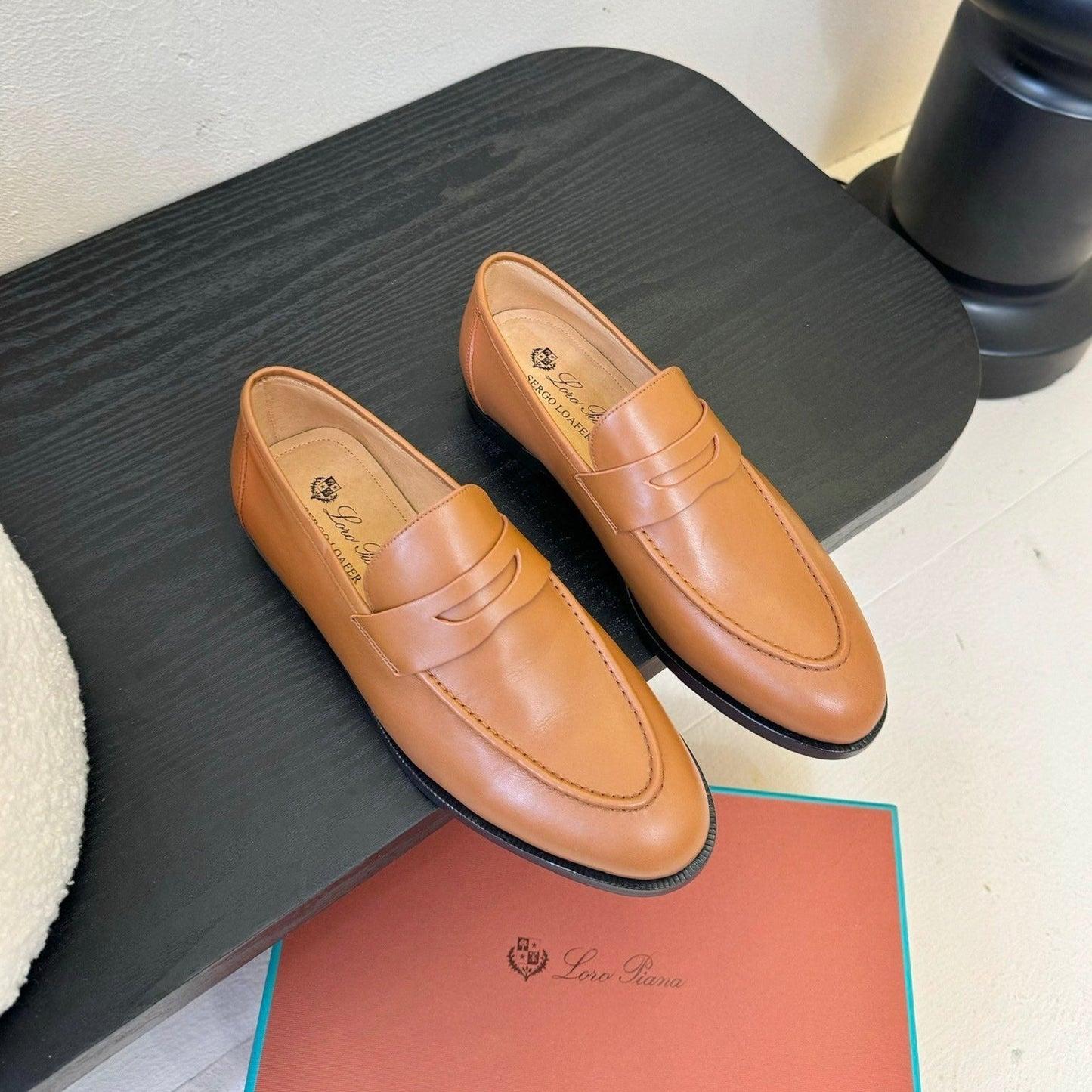 LOAFERS IN CINNAMON BROWN LAMBSKIN - 35