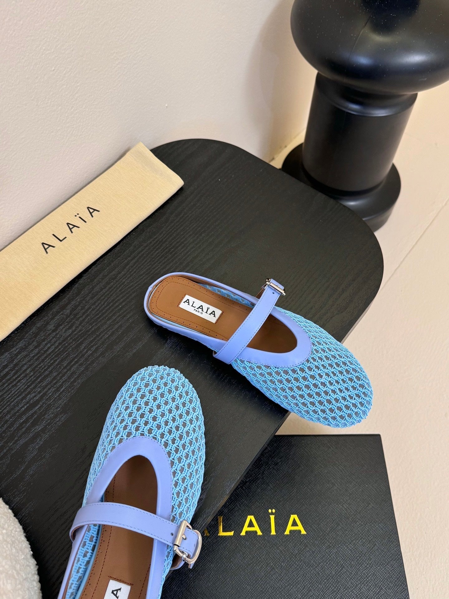 ALAIA FLAT MULES 25S IN BLUE MIX PURPLE WOVEN MESH - 35