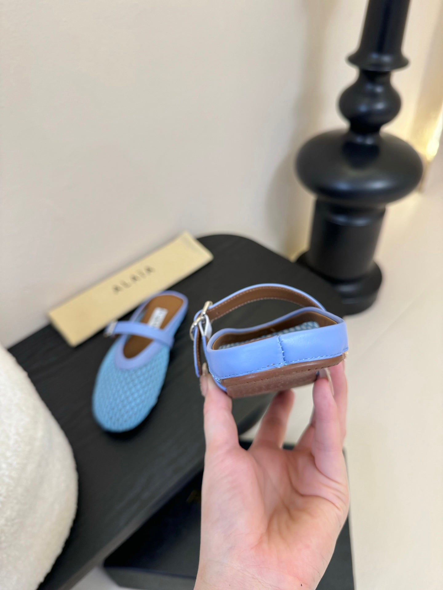 ALAIA FLAT MULES 25S IN BLUE MIX PURPLE WOVEN MESH - 35