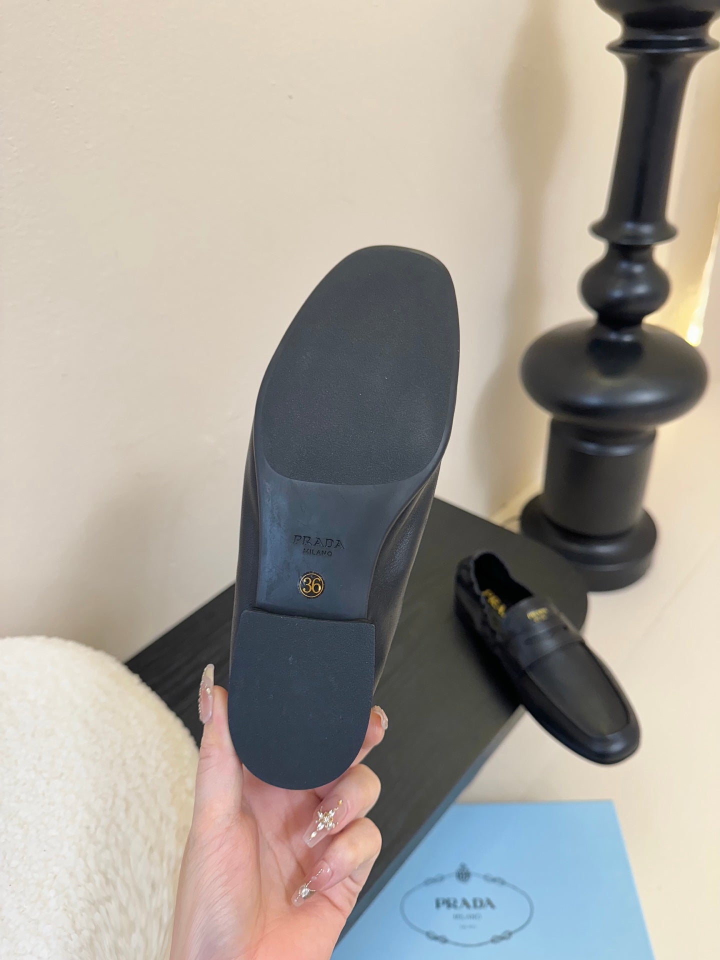 PRADA 25S SHUFFLE LOAFERS IN BLACK CALFSKIN - 35